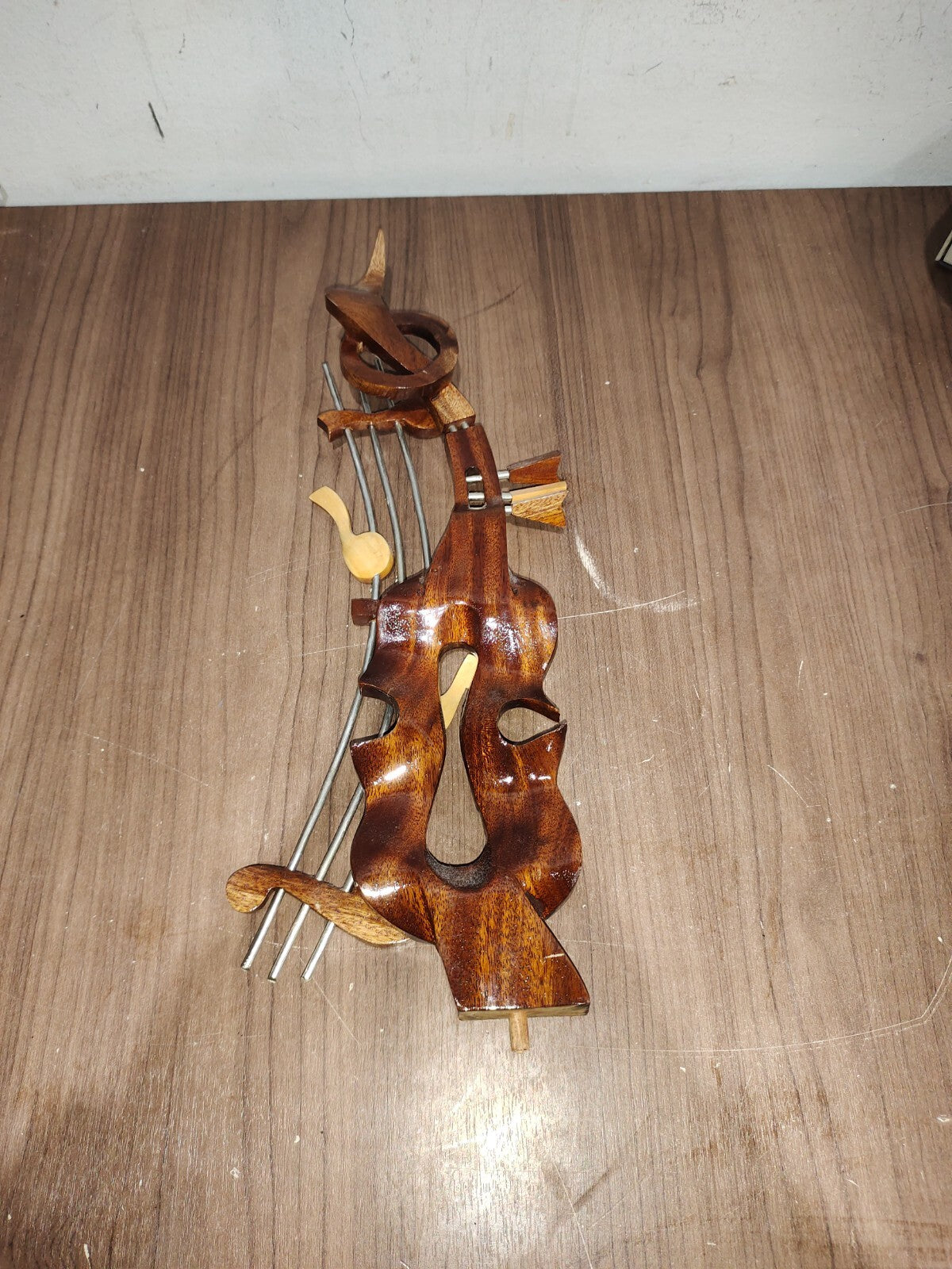Unique Abstract Stained Wooden Hand Carved Violin