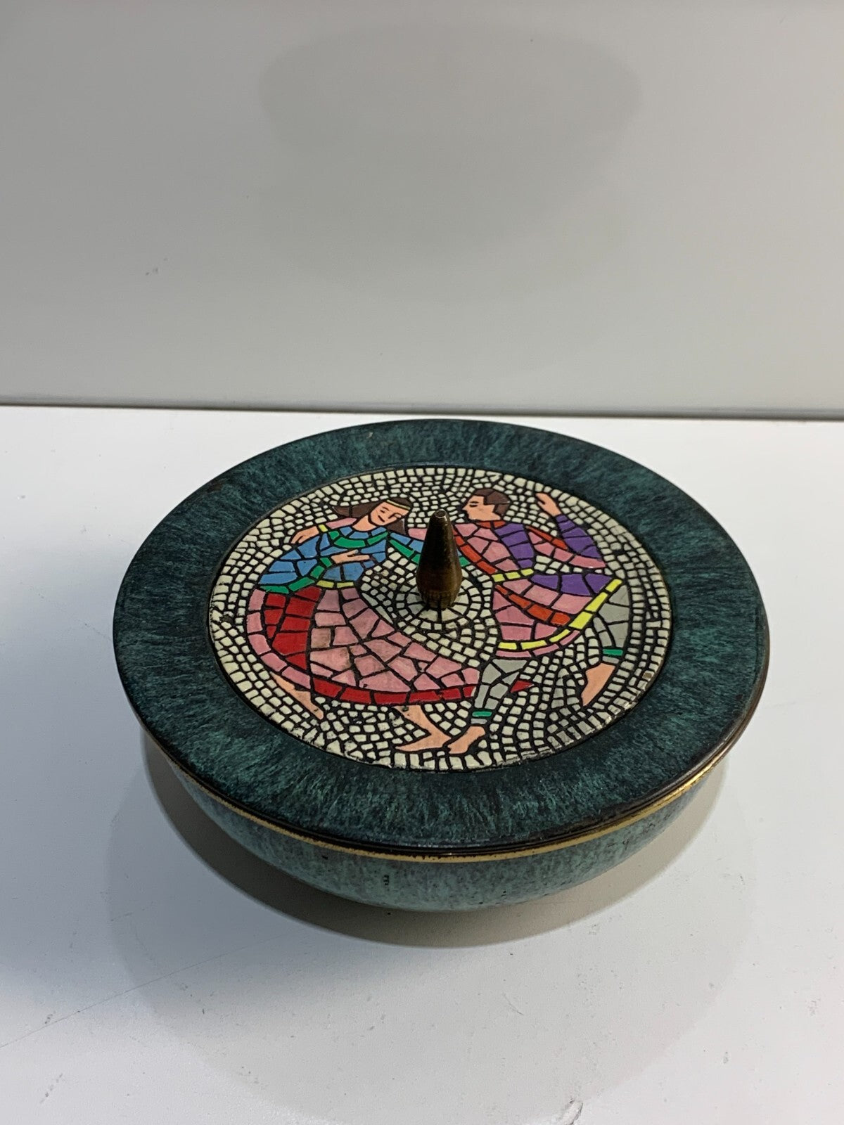 Vintage Dayagi Covered Enameled Brass Bowl
