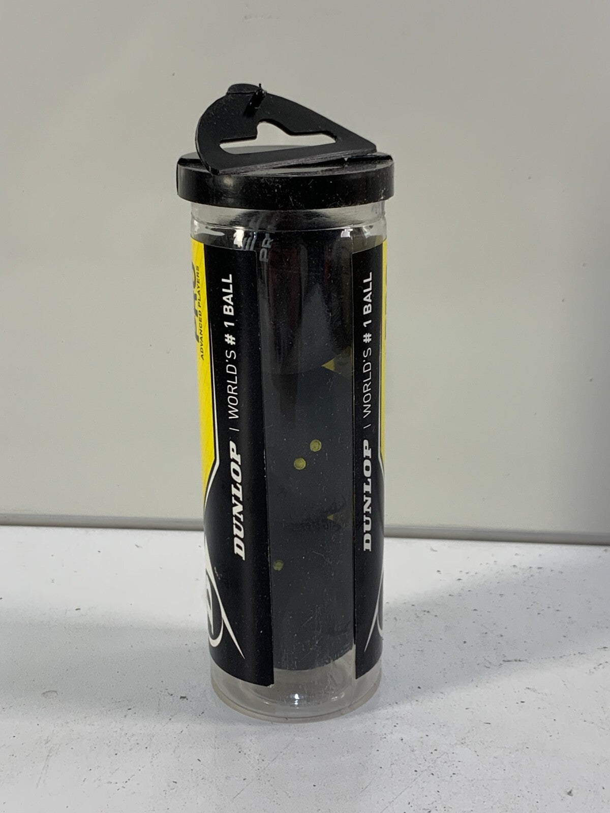 Dunlop Pro Double Yellow Dot Squash Balls 3 Pack Black N-1SR Advanced Players