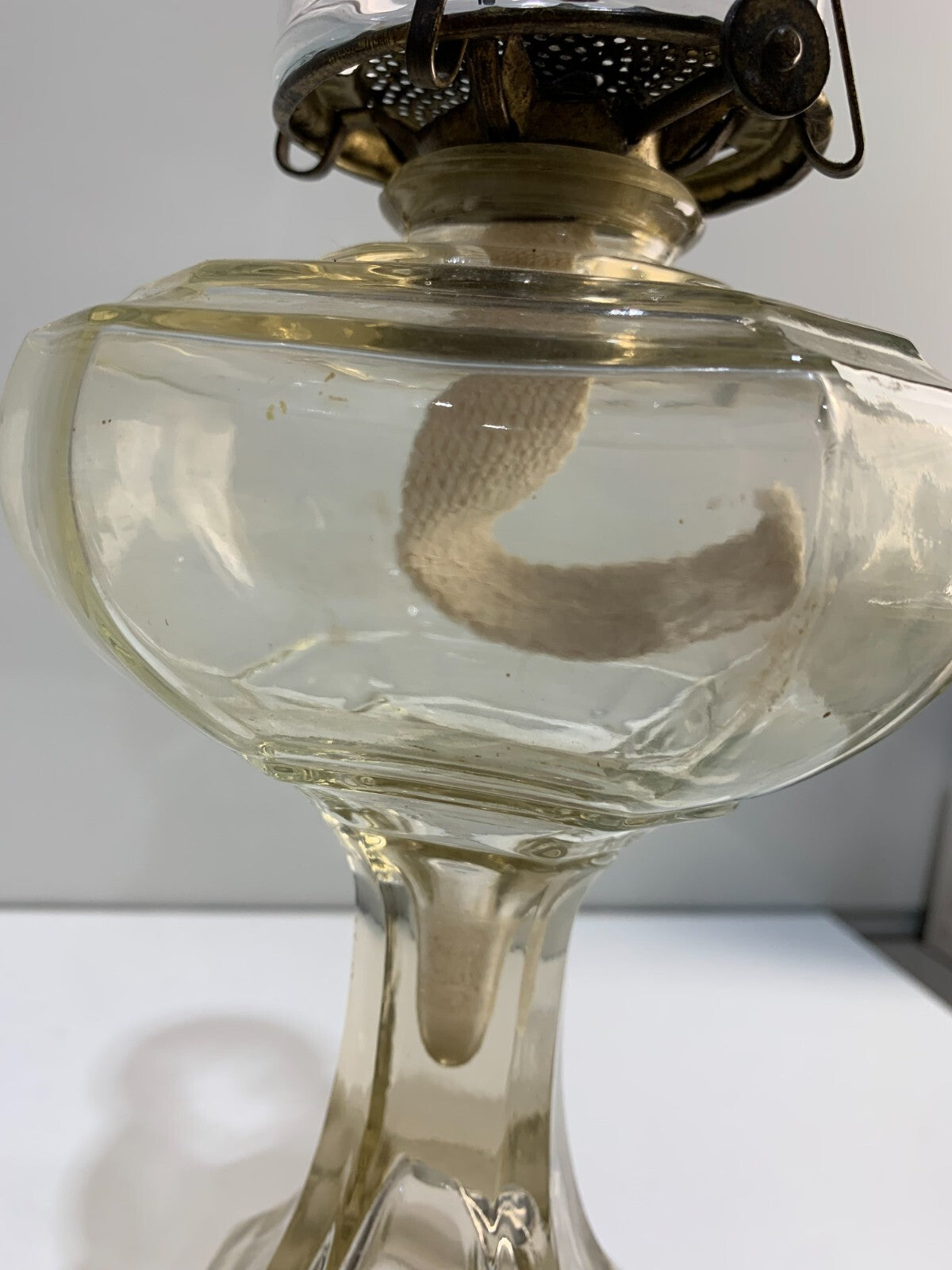 Antique Pat. 1925 Oil Lamp, Clear Pressed.