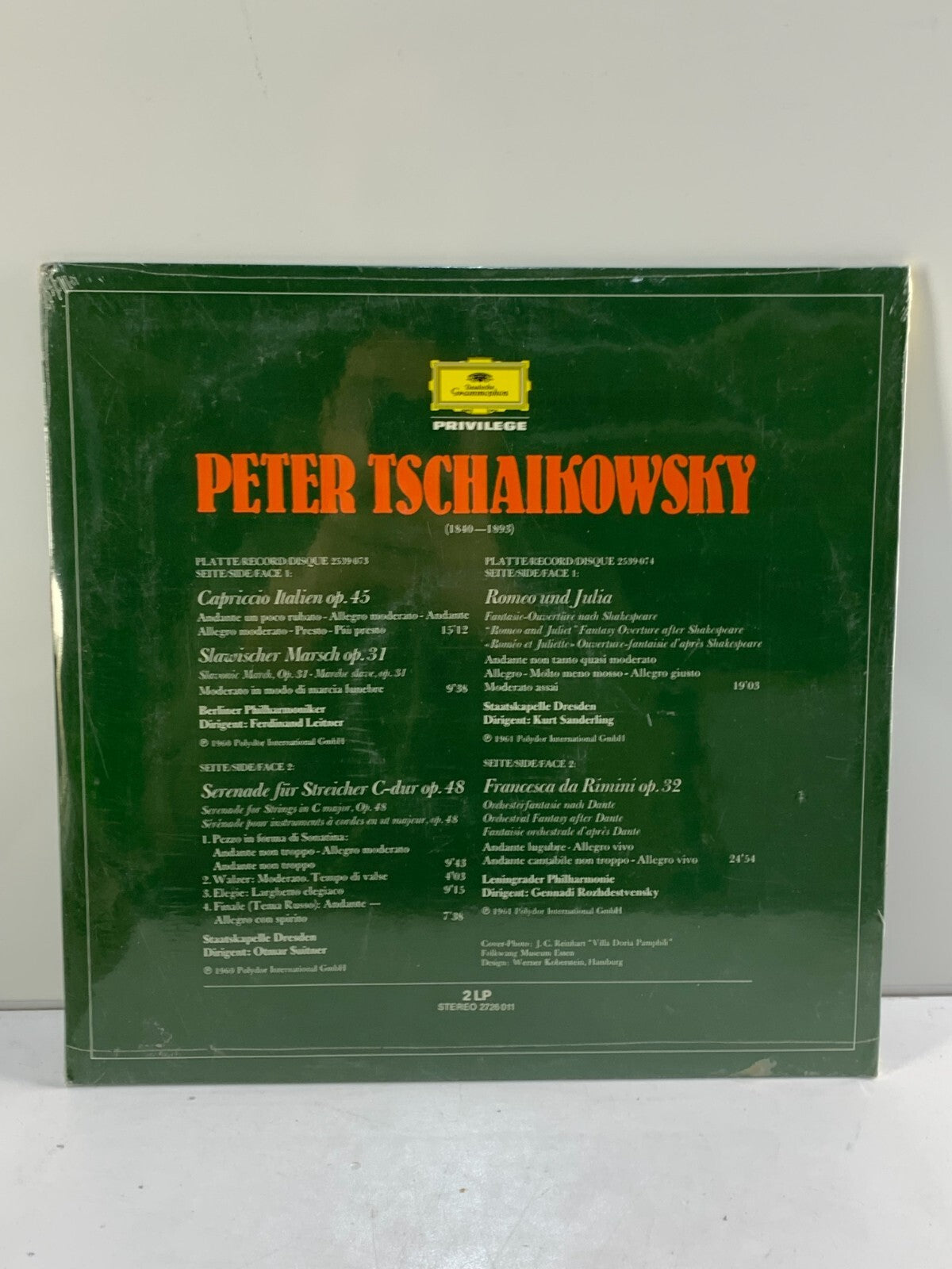 DG 2726 011 Tchaikovsky Capriccio Italien Serenade For Strings etc 2xLP