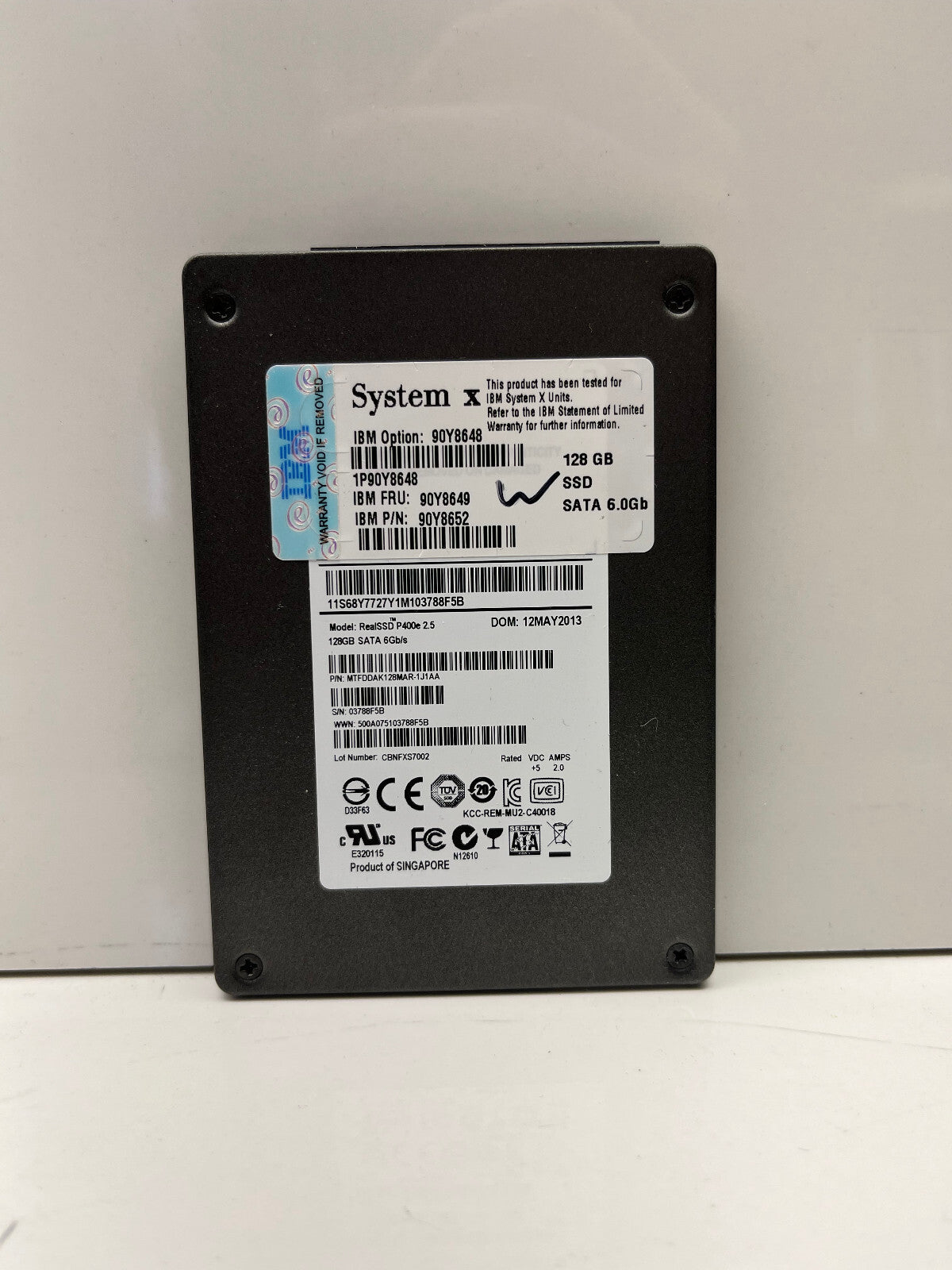 128GB Micron RealSSD P400e SATA 2.5" Solid State Drive IBM FRU 90Y8649 System X