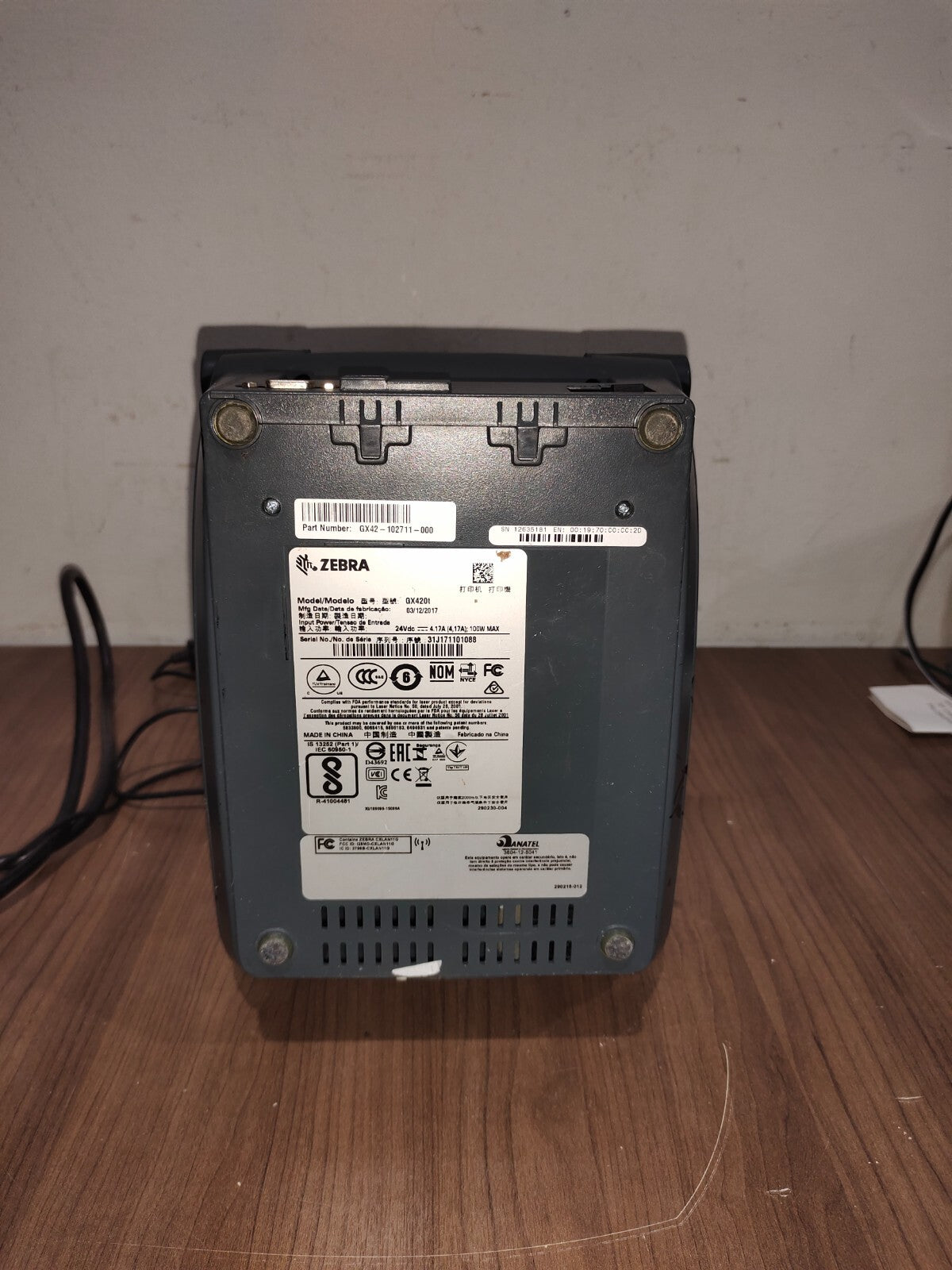 Zebra GX420t Gx42-102511-00 Printer - 3