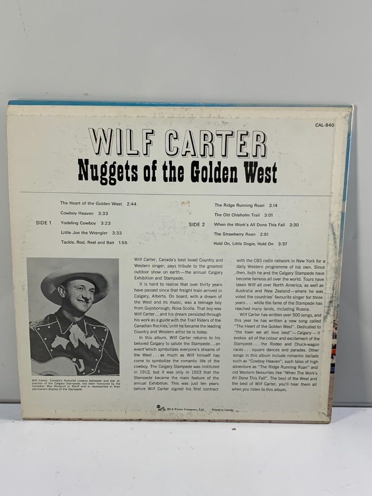 WILF CARTER...NUGGETS OF THE GOLDEN WEST - - Rare Australian 12" LP Country
