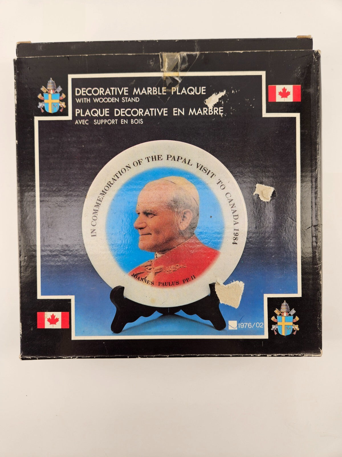 Vintage Marble Plaque Papal Visit to Canada 1984