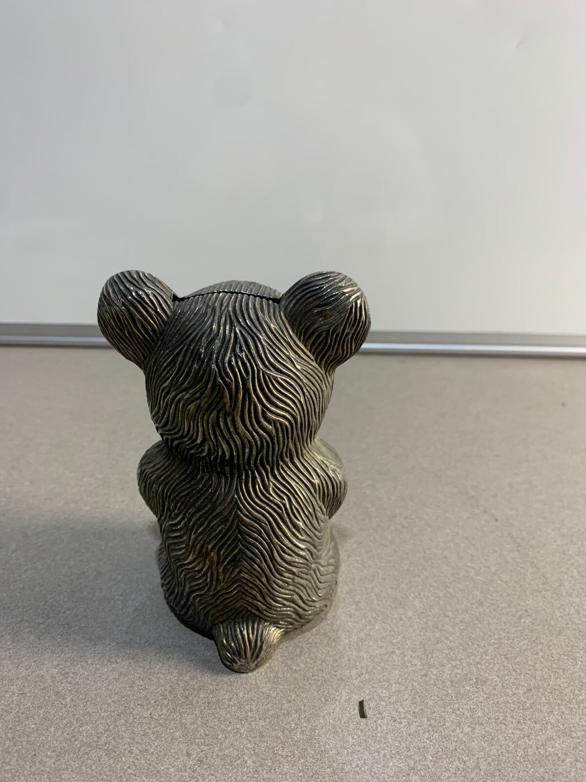 Vintage Hong Kong Bear Silver Plated Money Box Piggy Bank