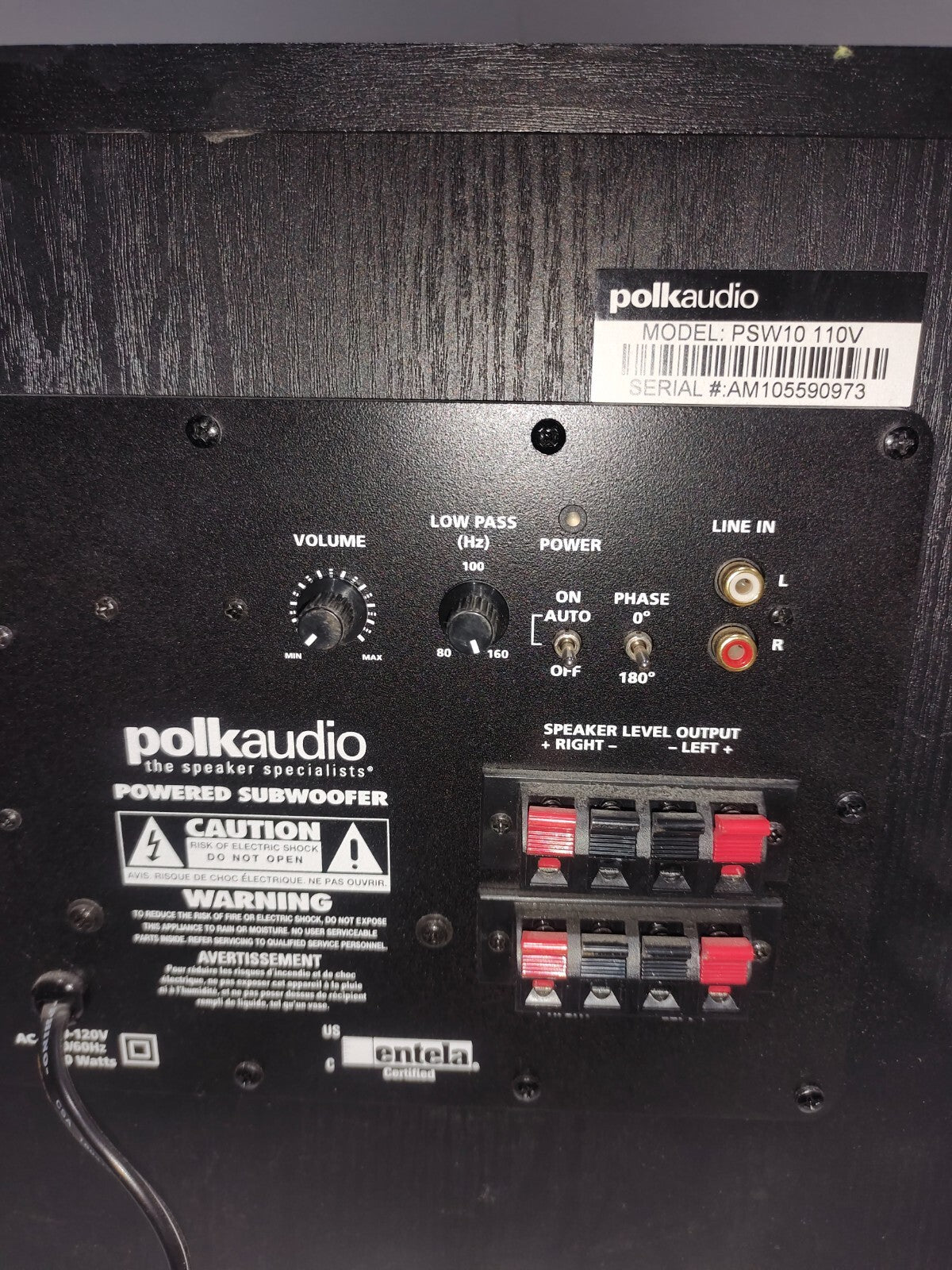 Polkaudio Powered Subwoofer PSW10 110V