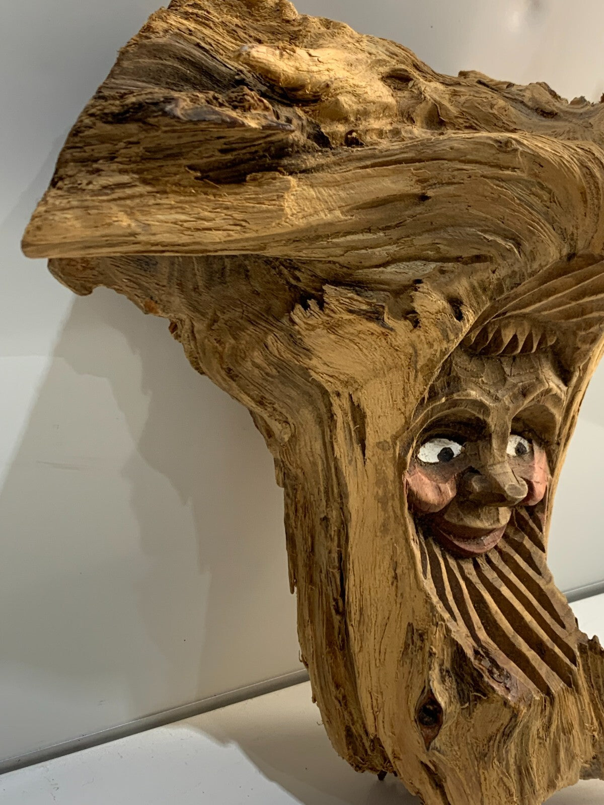 “Man of the Woods” hand crafted wooden statue/wall hanging, Rare, unique