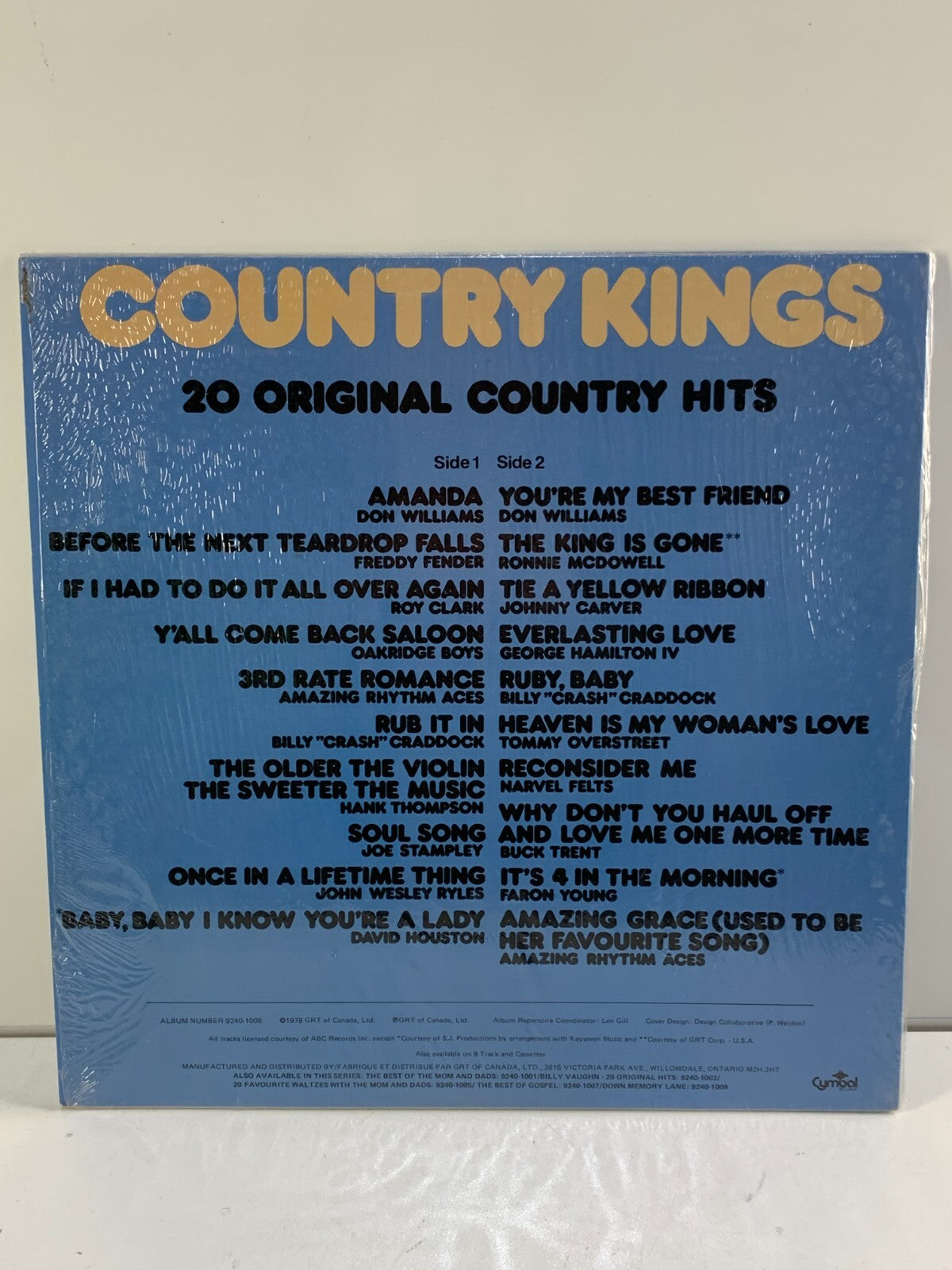 Country Kings: 20 Original Country Hits (Vinyl Record LP) cymbal
