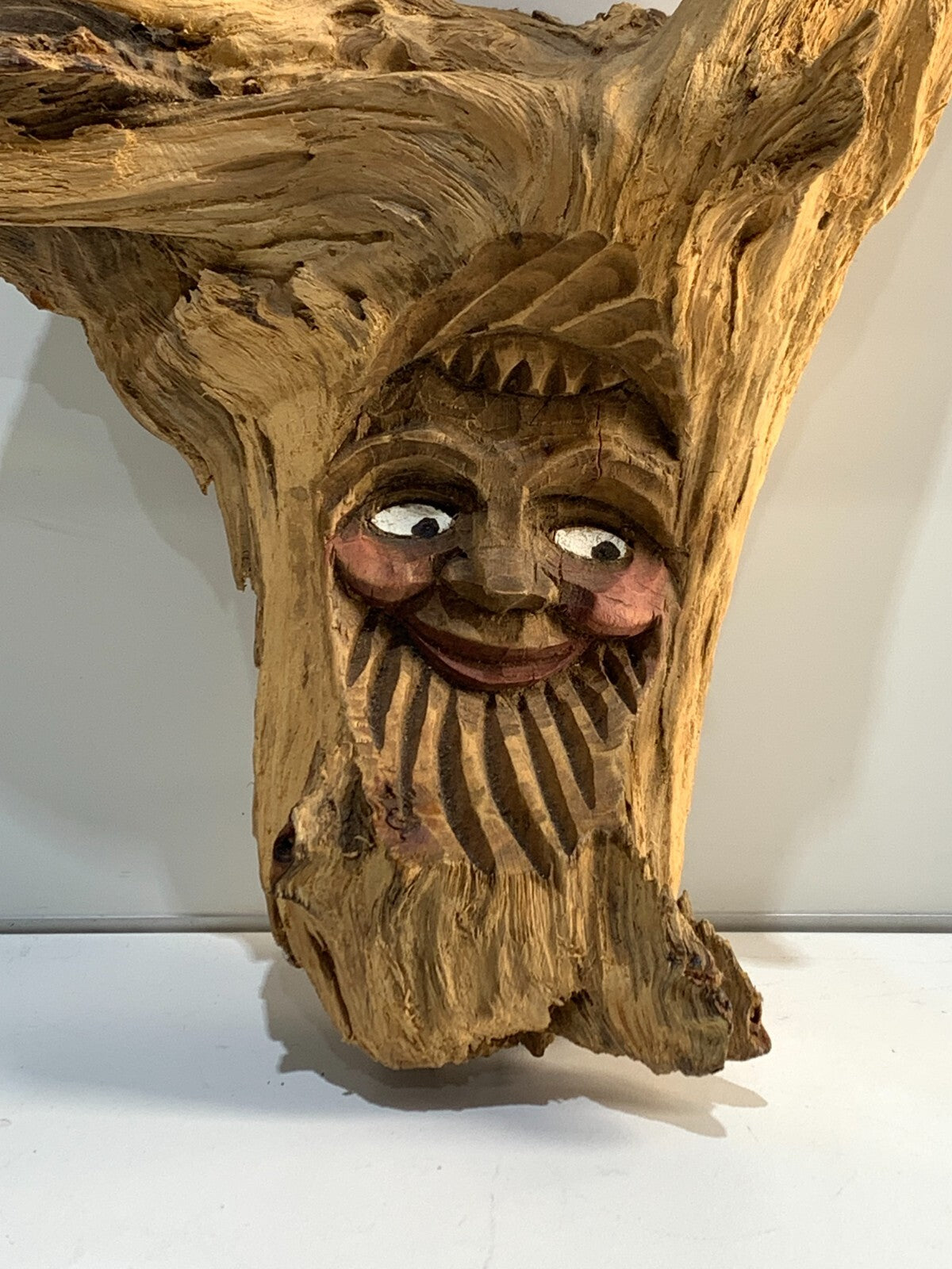 “Man of the Woods” hand crafted wooden statue/wall hanging, Rare, unique