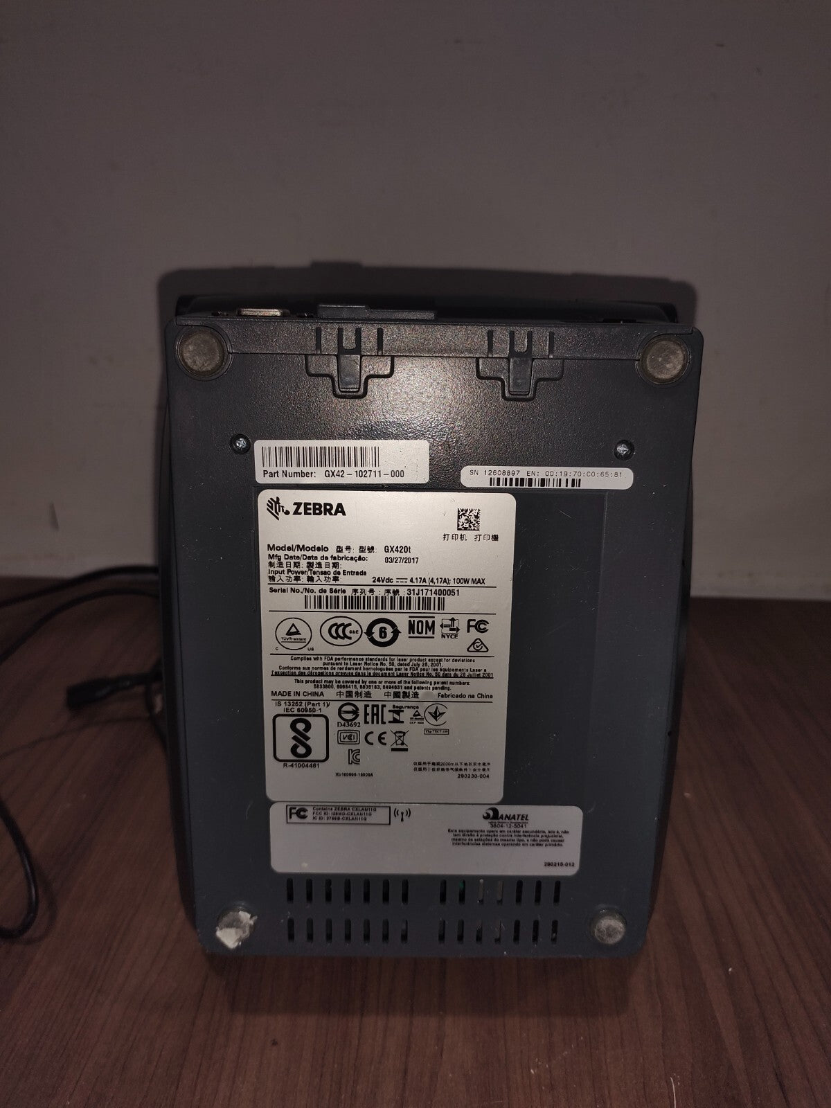 Zebra GX420t Gx42-102511-00 Printer - 2