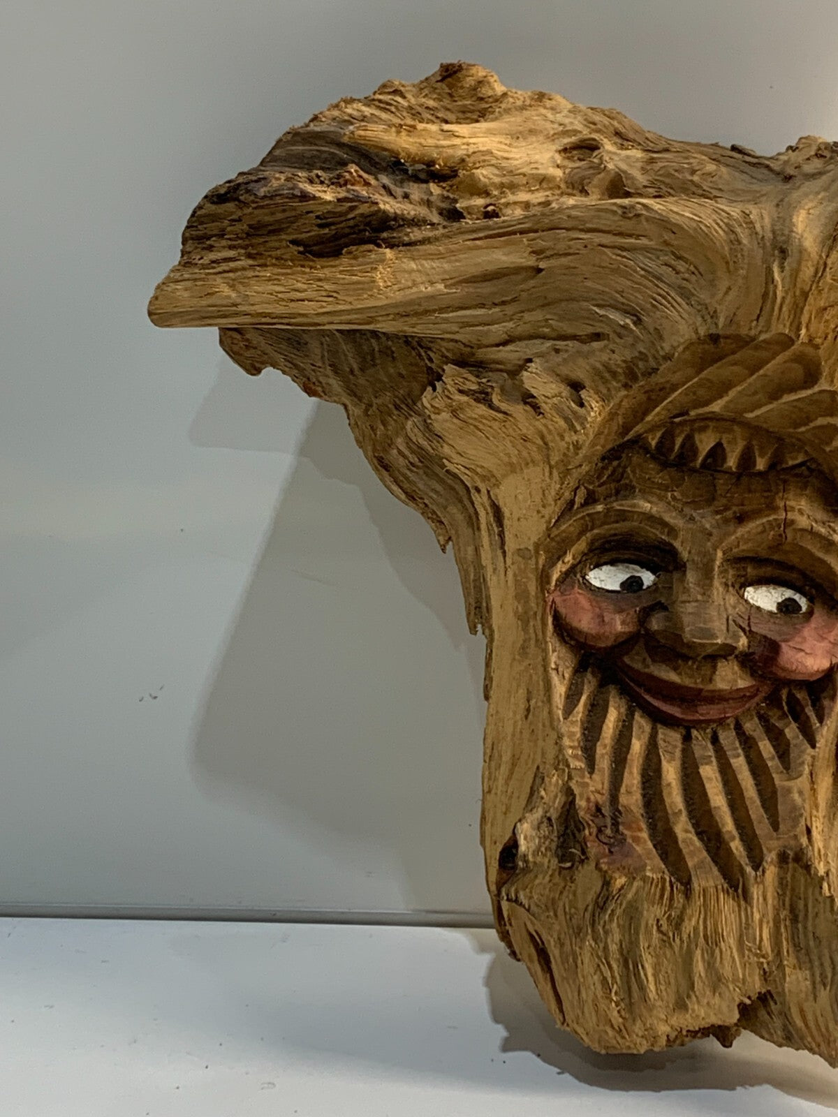 “Man of the Woods” hand crafted wooden statue/wall hanging, Rare, unique