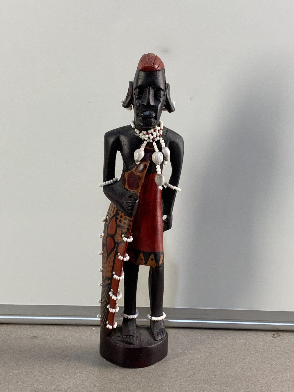 African Art - Maasai Warrior Hand Carved Wood Statue Sculpture.