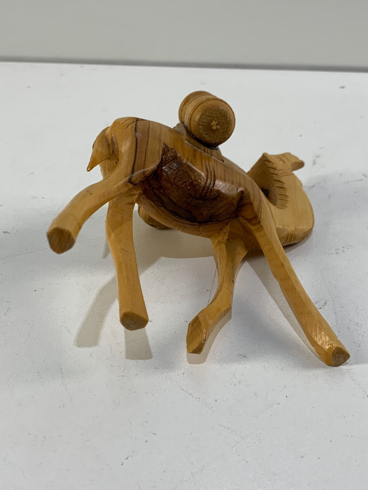 Vintage Hand Carved Wood Camel w/ Water Jugs