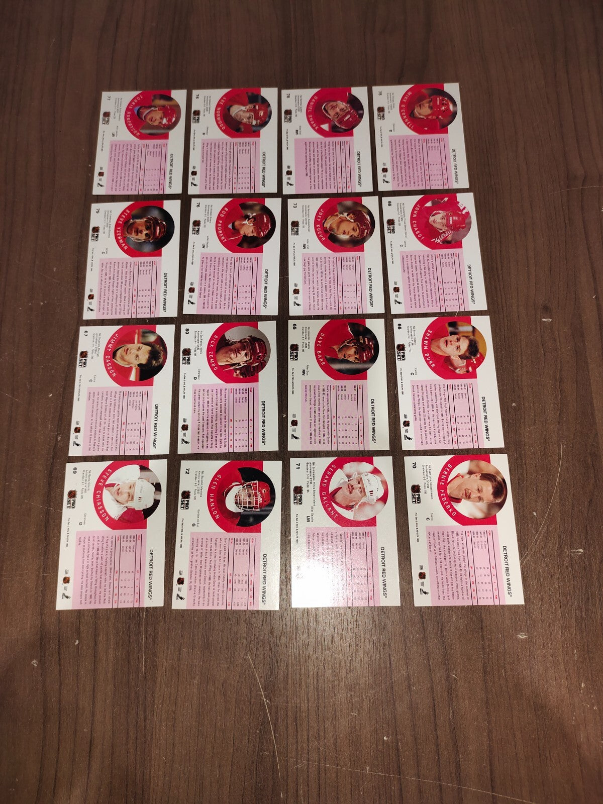 Rare Collectible NHL - Detroit Red Wings Cards PRO-SET - Set of 16 Cards