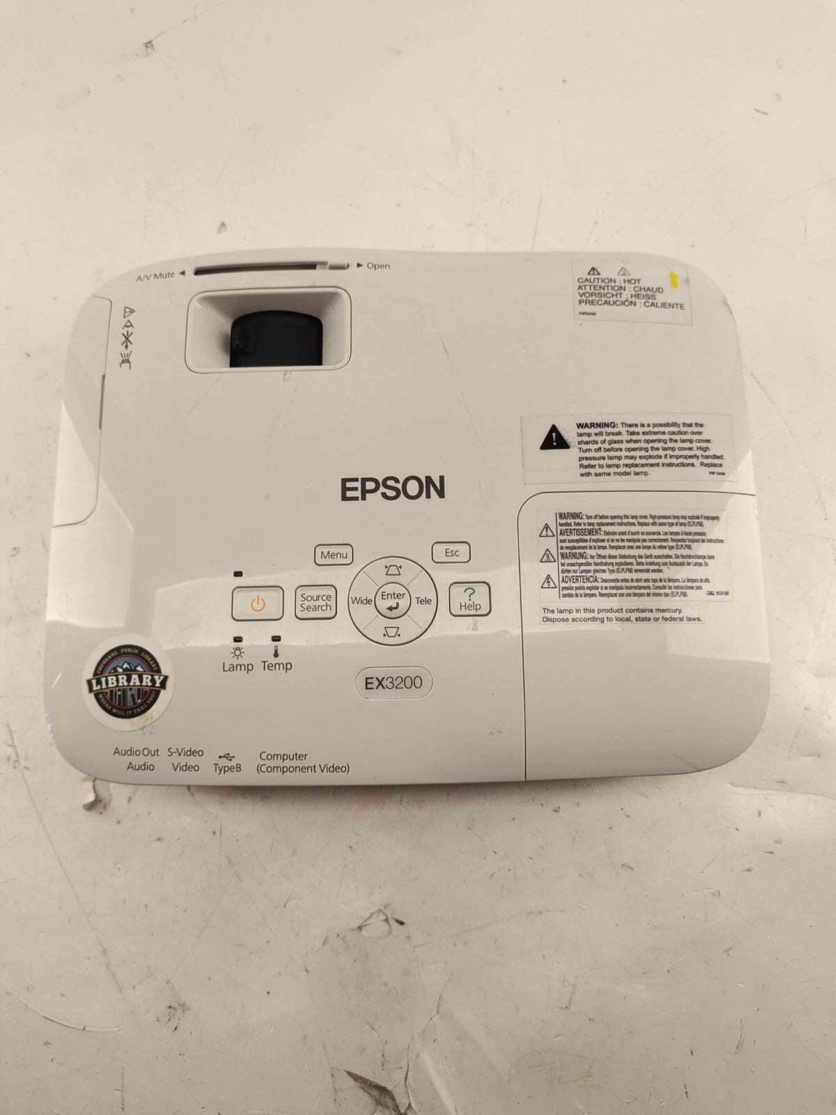 Epson LCD Projector Model H369A - Tint Yellow Bulb Needs Replacement