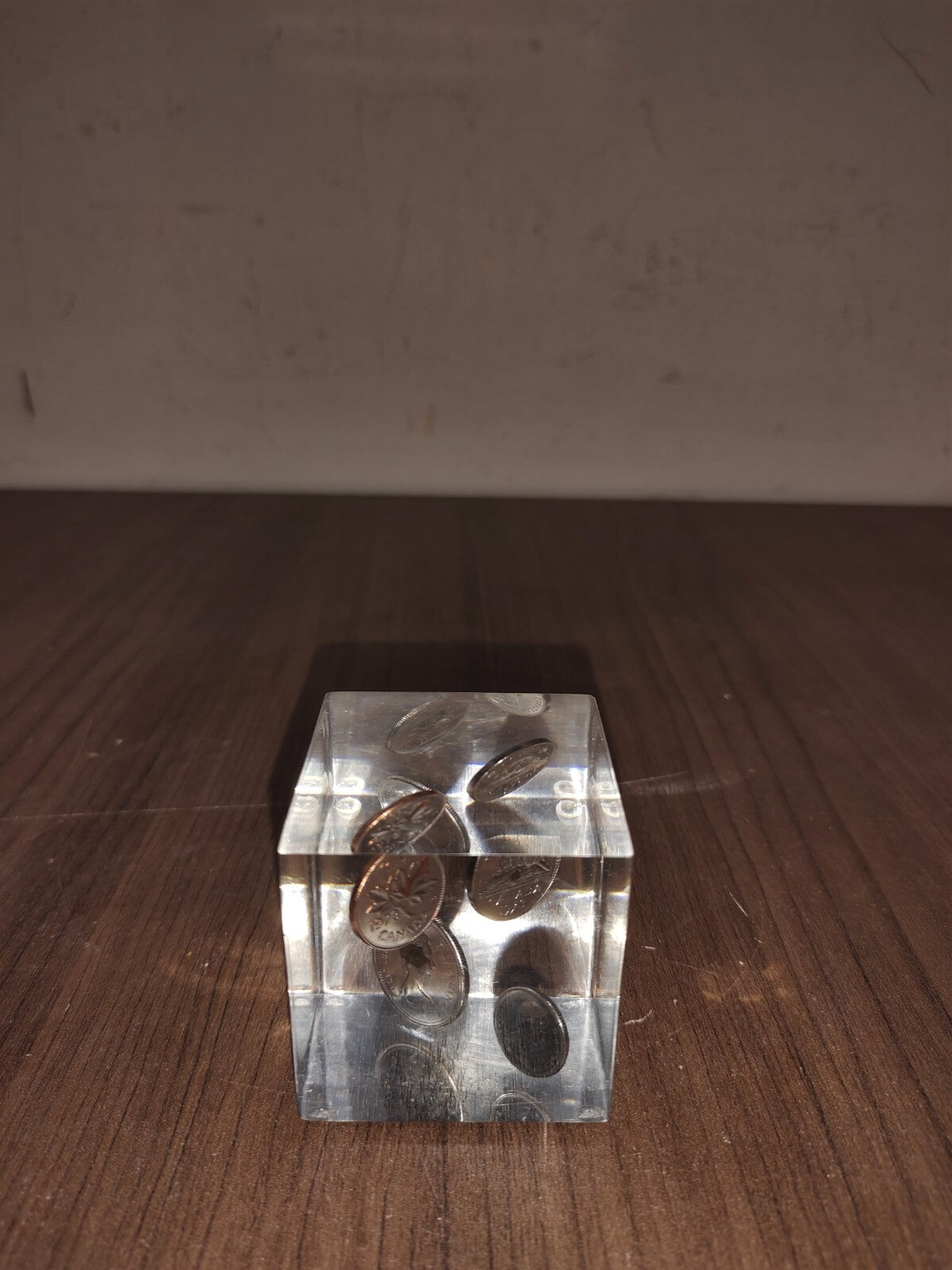 Vintage Lucite 4.25" Cube Paperweight - Collectible