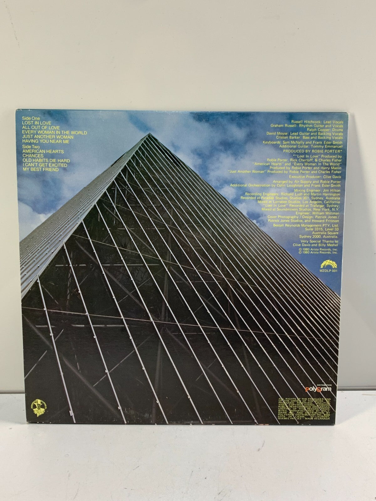 Air Supply - LOST IN LOVE - Vinyl Album WZDLP 001