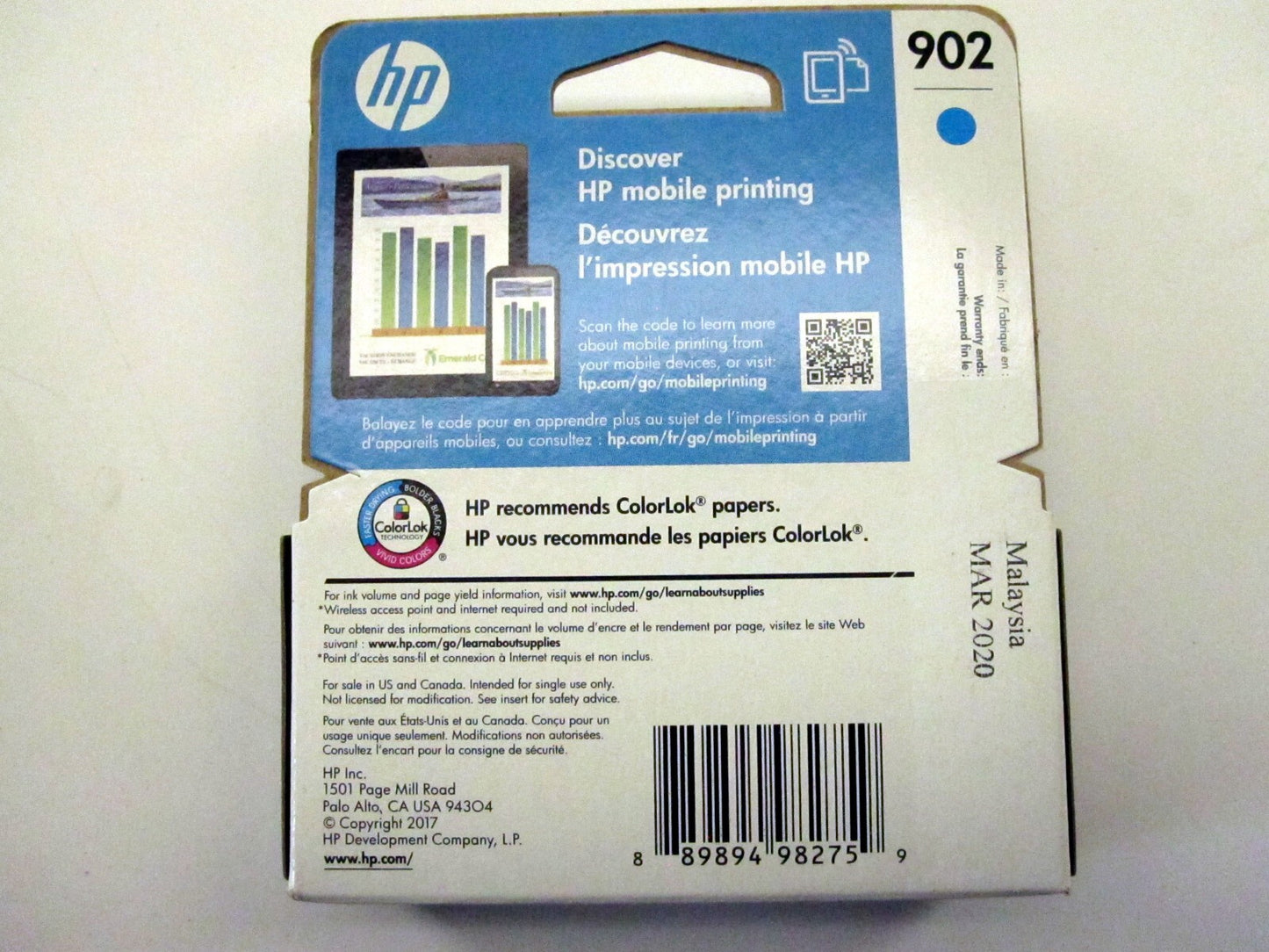 Genuine HP 902 Cyan Ink Cartridge New