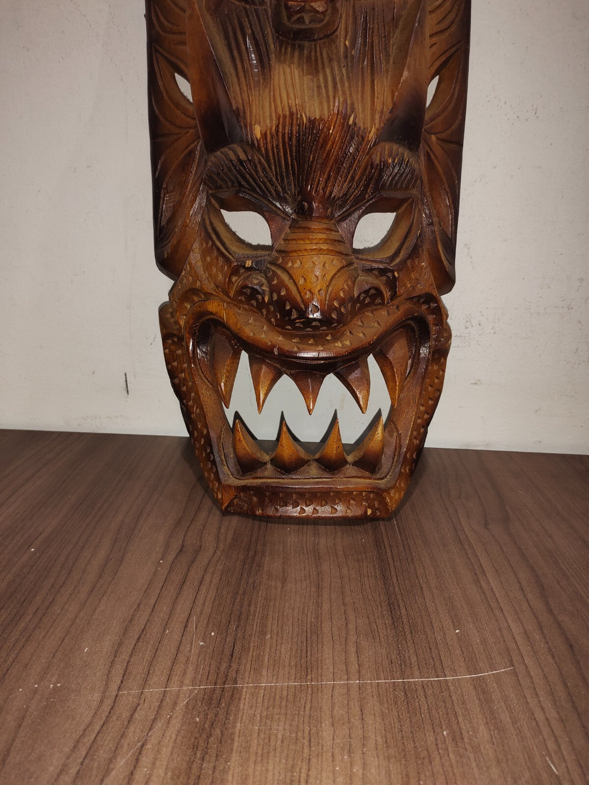 Rare Vintage Filipino Bakunawa Dragon Philippines Hand Carved Wood Tribal Mask