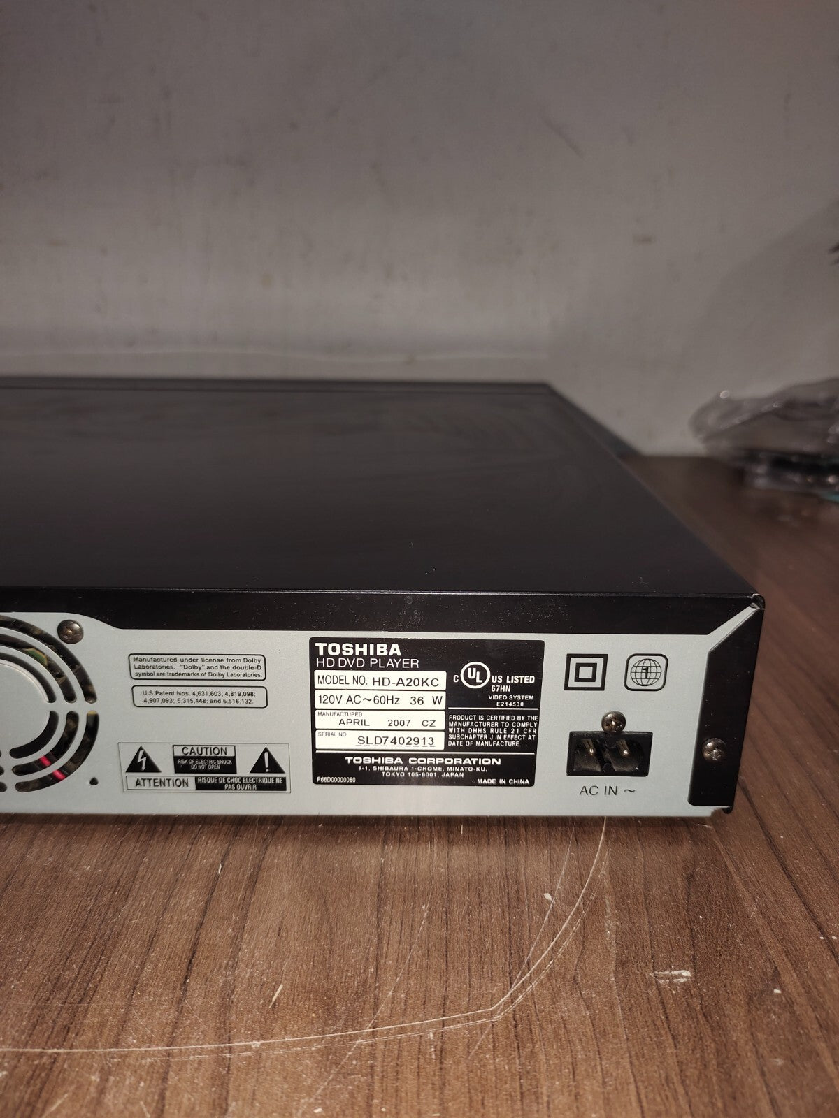 Toshiba HD-A20KC DVD High-Definition Player