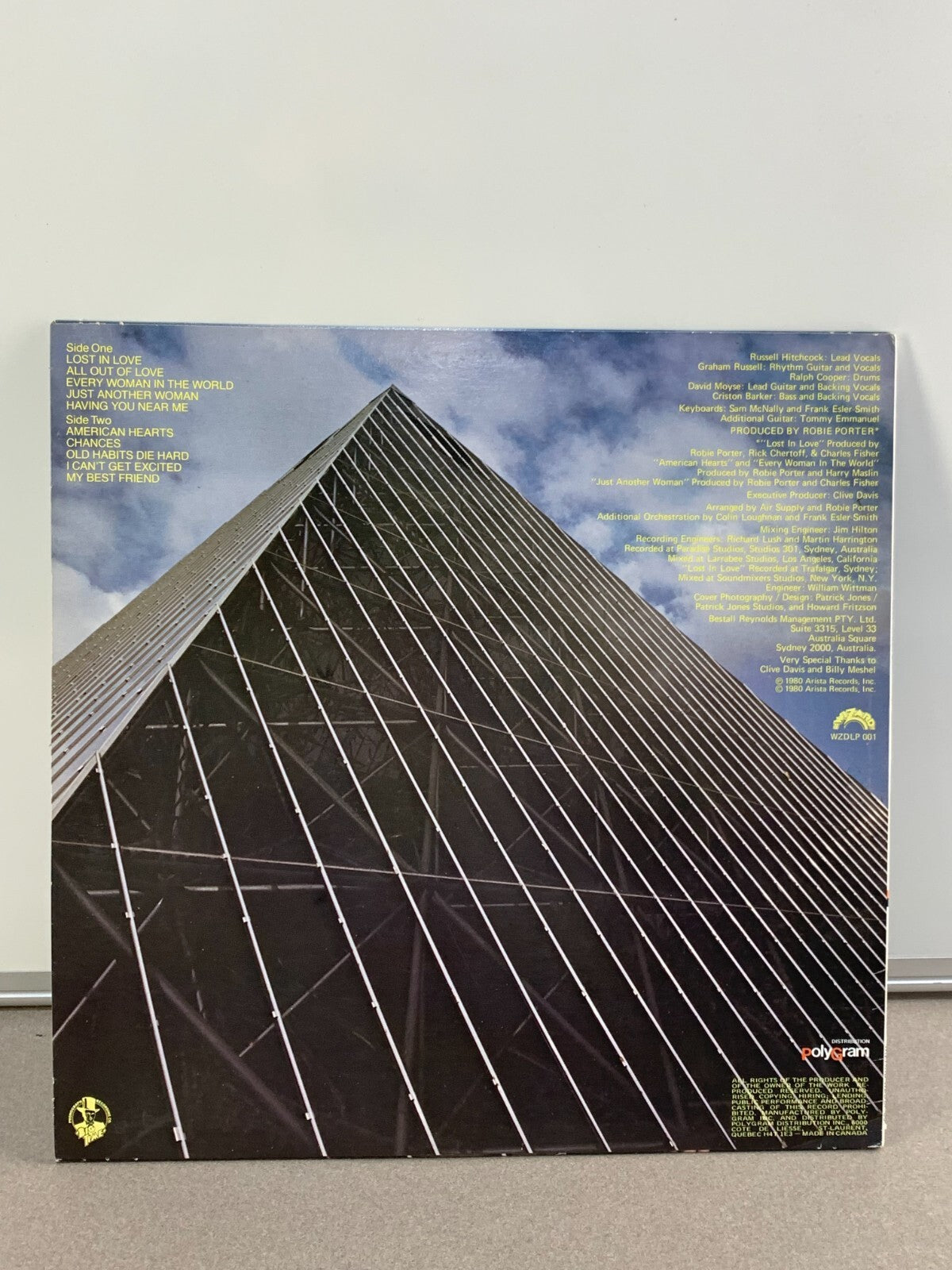 Air Supply – Lost In Love - LP Vinyl 1980 Wizard Records WZDLP 001