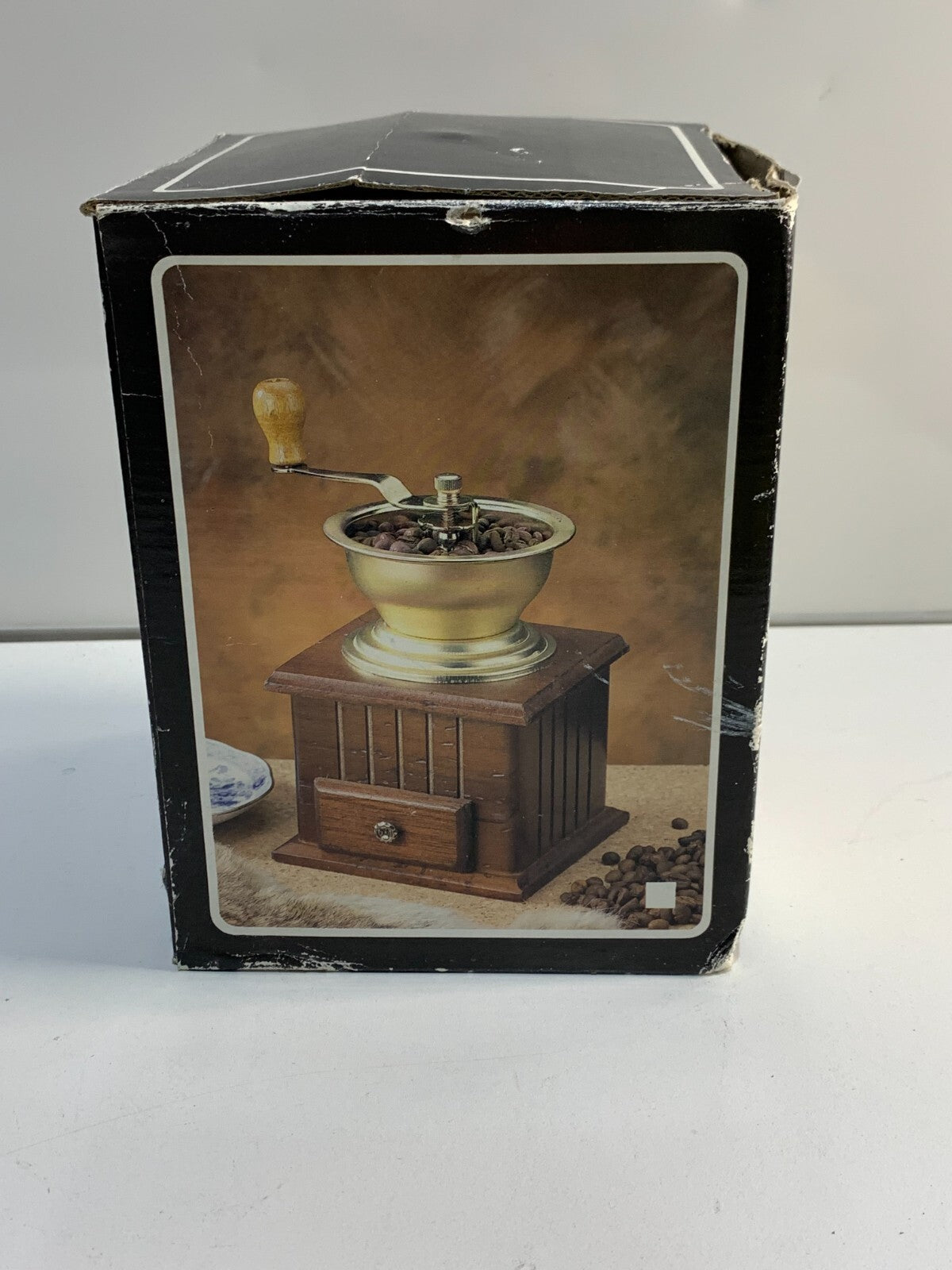 French Style Wood and Metal Coffee Grinder Mill