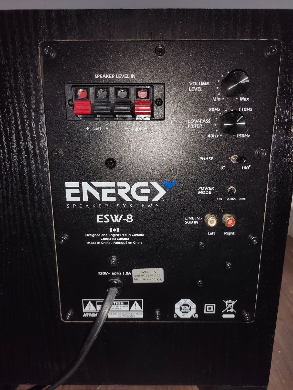 Energy Speaker Systems ESW-8 Powered 8" Subwoofer