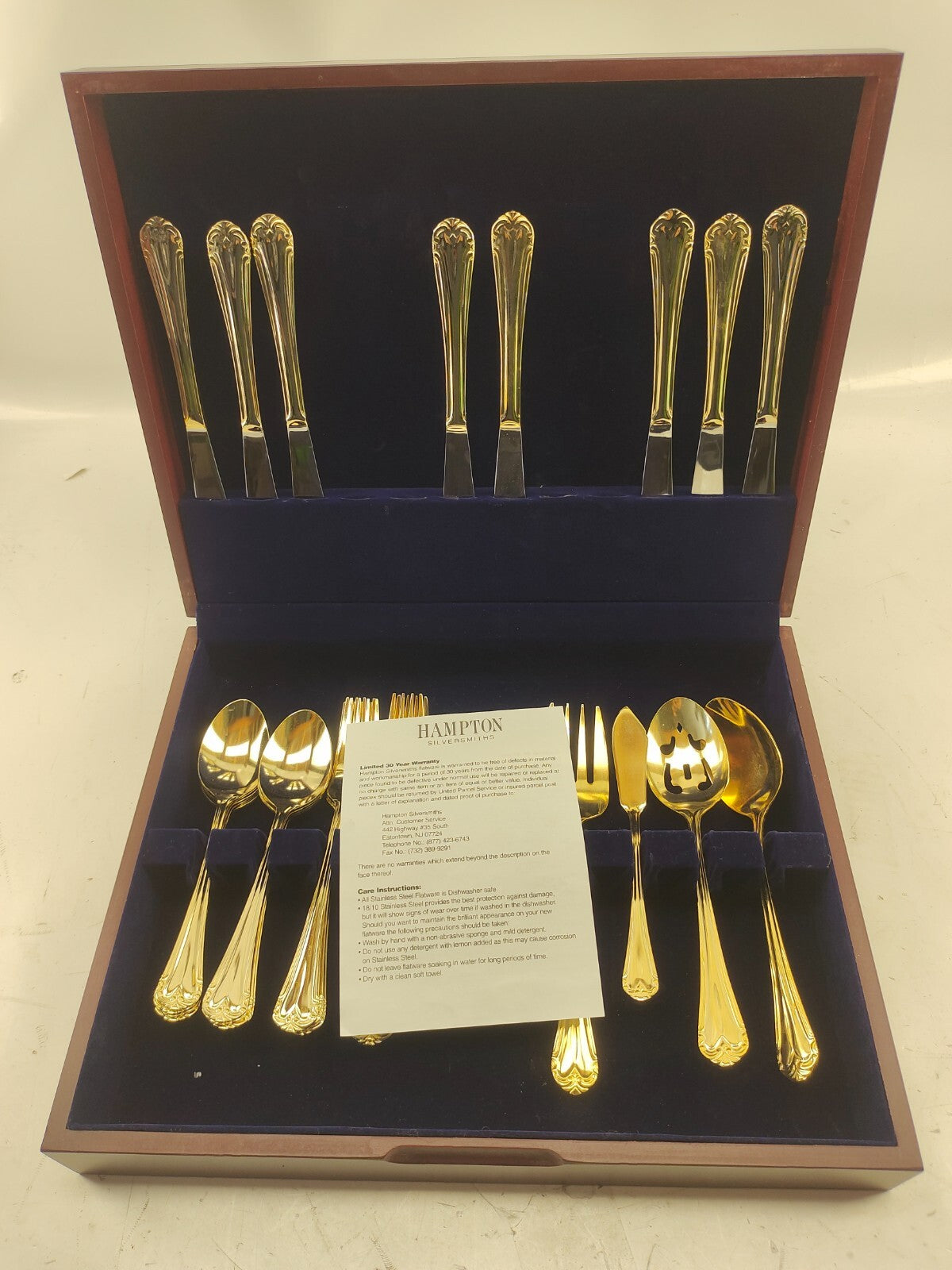 Hampton Silversmiths Stainless 215 Flatware Set, Gold Toned, 36 Pieces