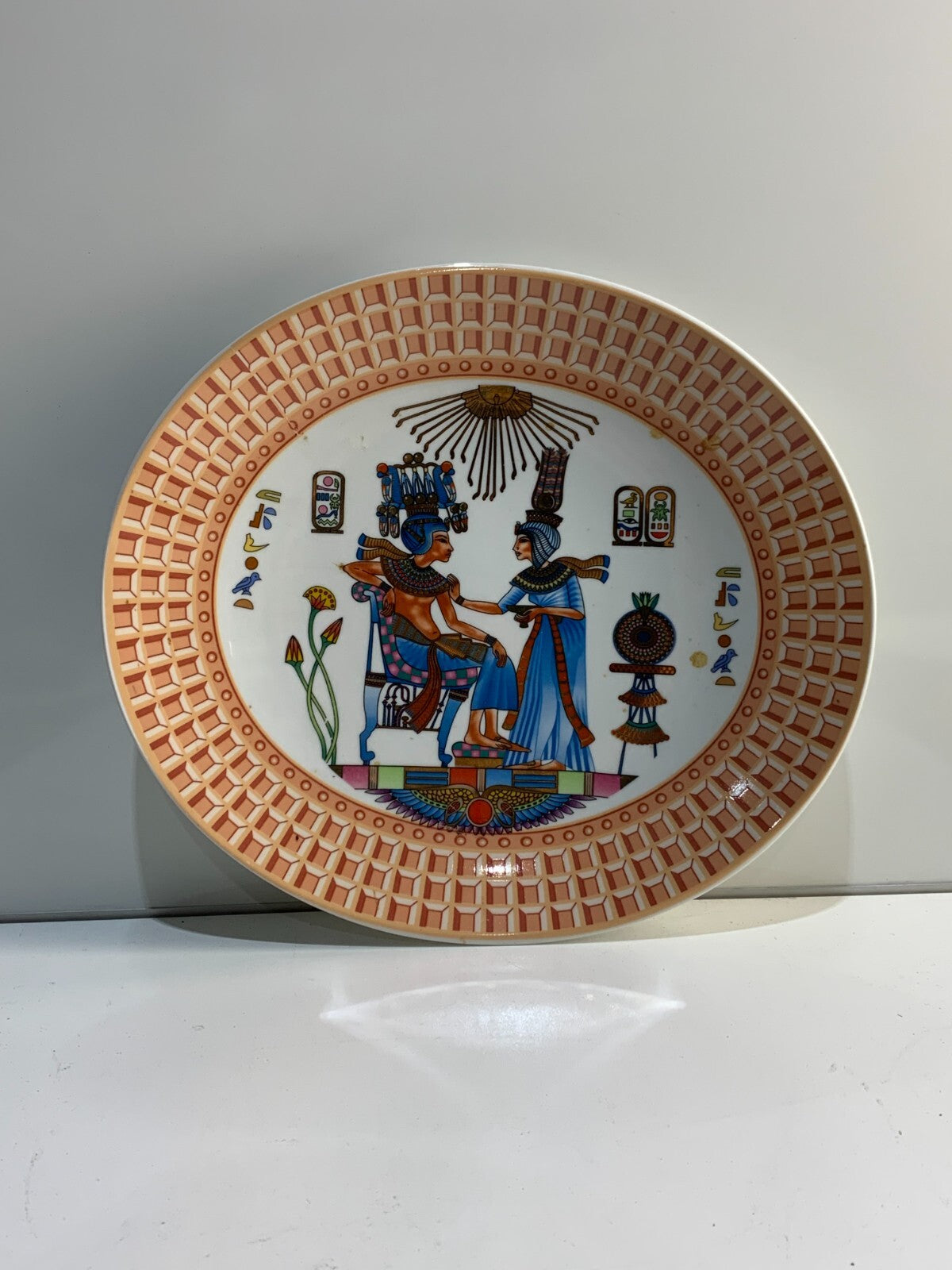 RARE Fine Royal Porcelain Sculpture Plate Ancient Egyptian Scene