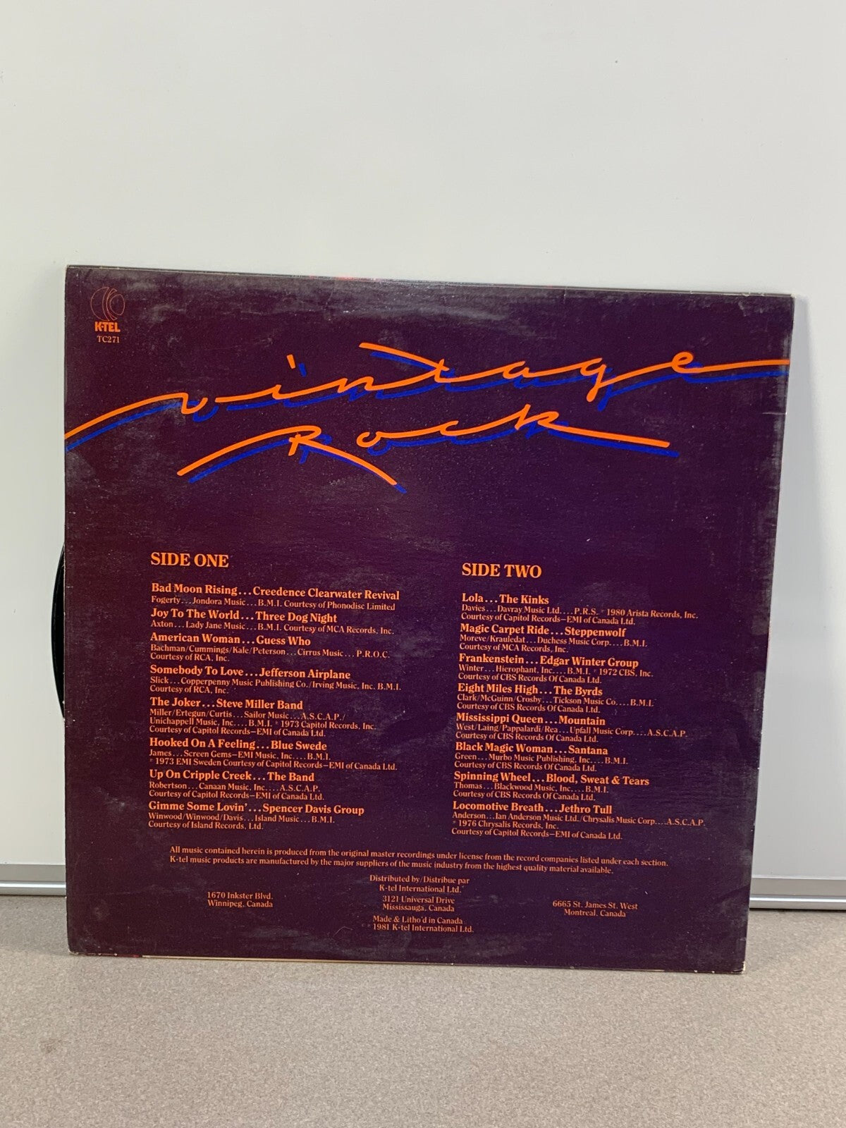 Vintage Rock - K-Tel Vinyl LP Deep Purple Jethro Tull The Kinks Santana & Others
