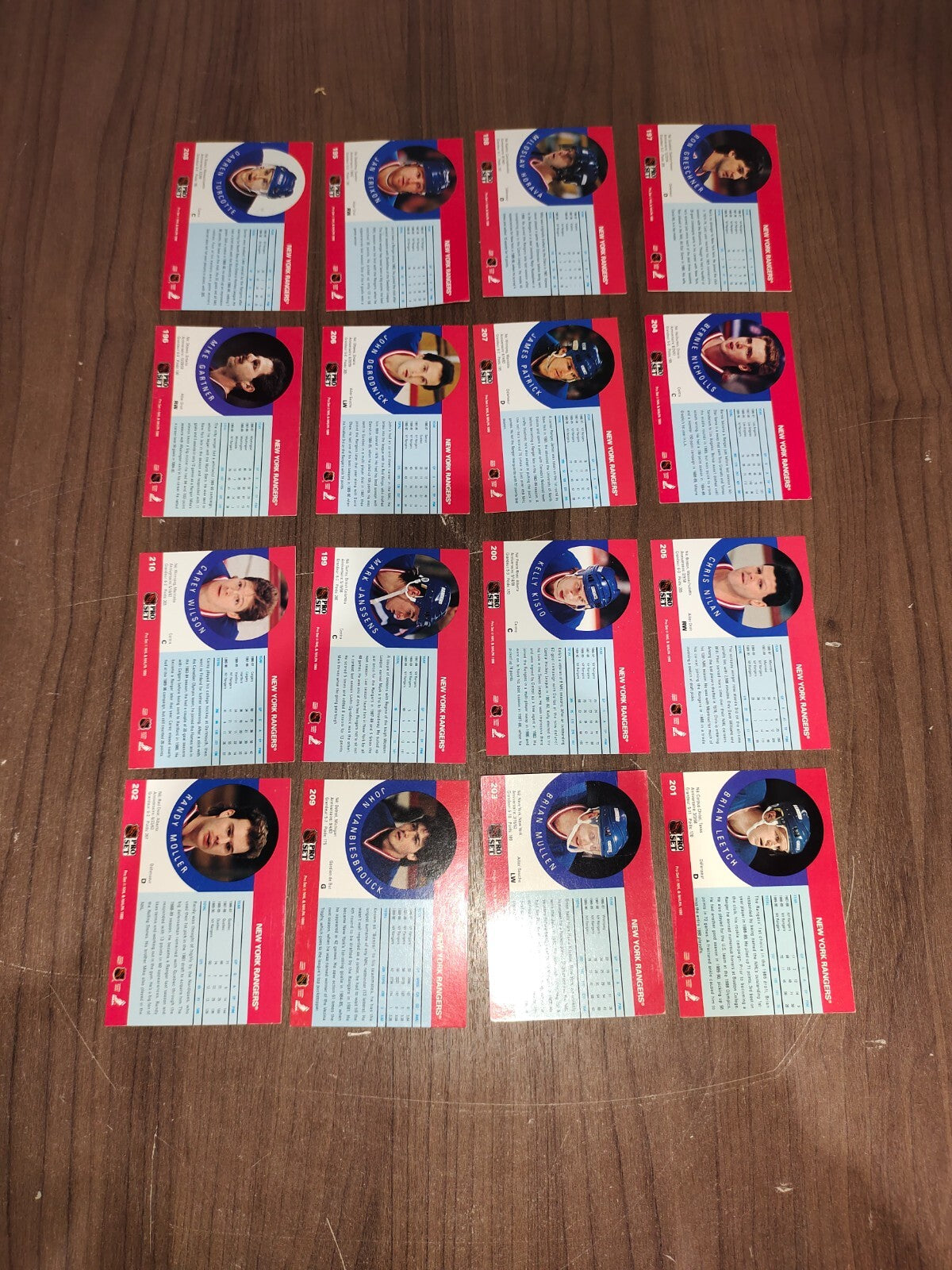 Rare Collectible NHL - New York Rangers Cards PRO-SET - Set of 16 Cards
