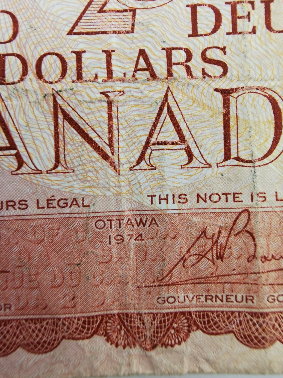 1974 CANADIAN TWO 2 dollars BANKNOTE