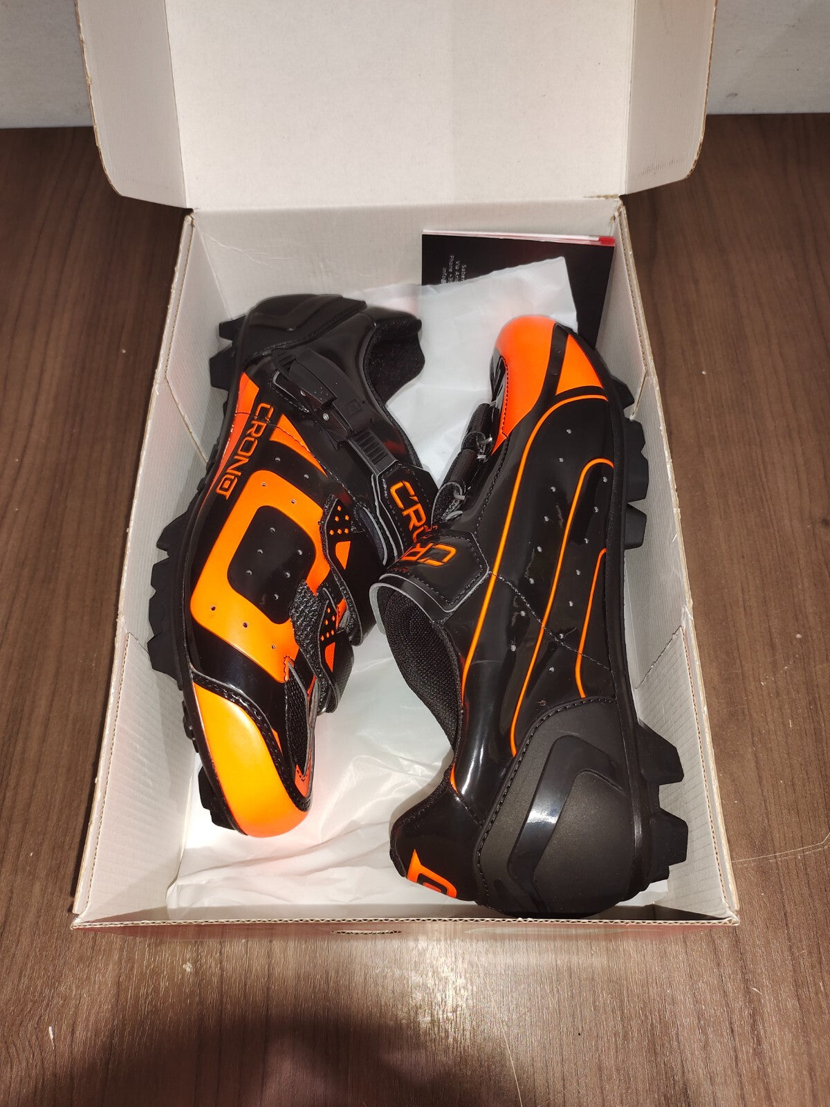 Crono CX-3 17 Mountain Bike Gravel BMX Shoes - Black Orange - Size - 43.5 (EUR)