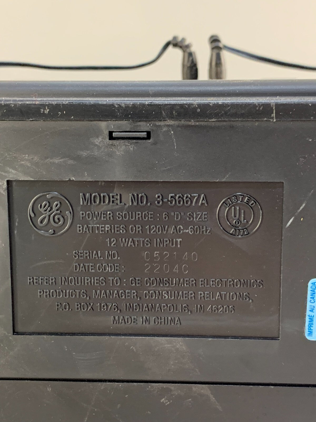 Boombox GE 3-5667A AM FM Cassette Stereo VTG 90s With Detachable Speakers Tested