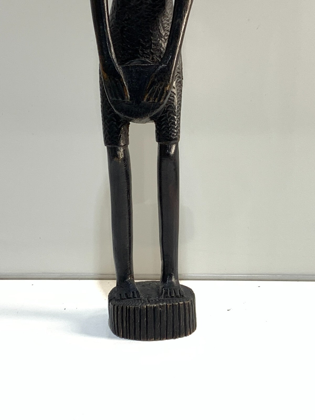 African Tribal Hand Carved Heavy Hard Wood Sculpture Playing a drum