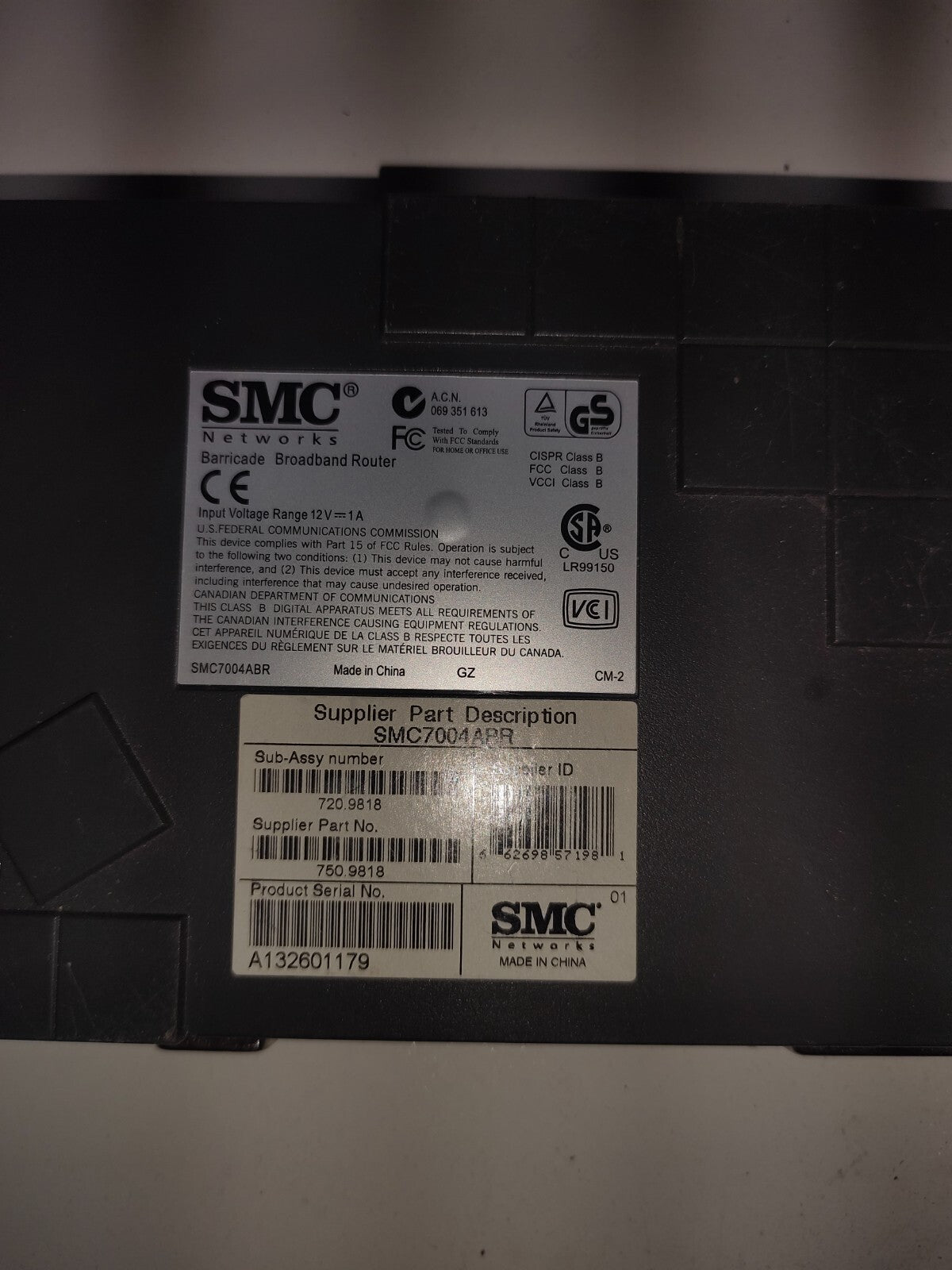 SMC Barricade SMC7004ABR 4 Port 10/100 Mbps Broadband Router