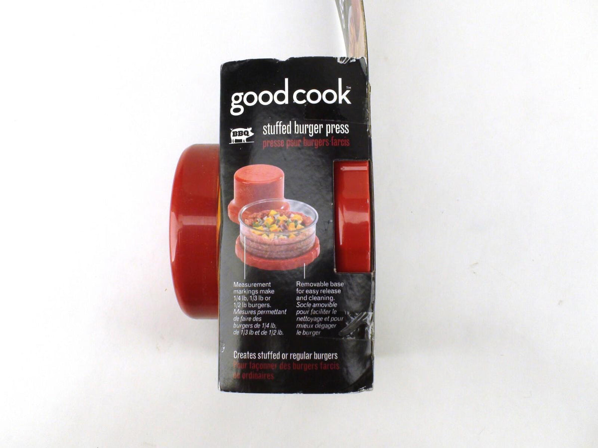 Good Cook Stuffed Burger Press Adjustable Size BBQ Beef Patty - Red Plastic
