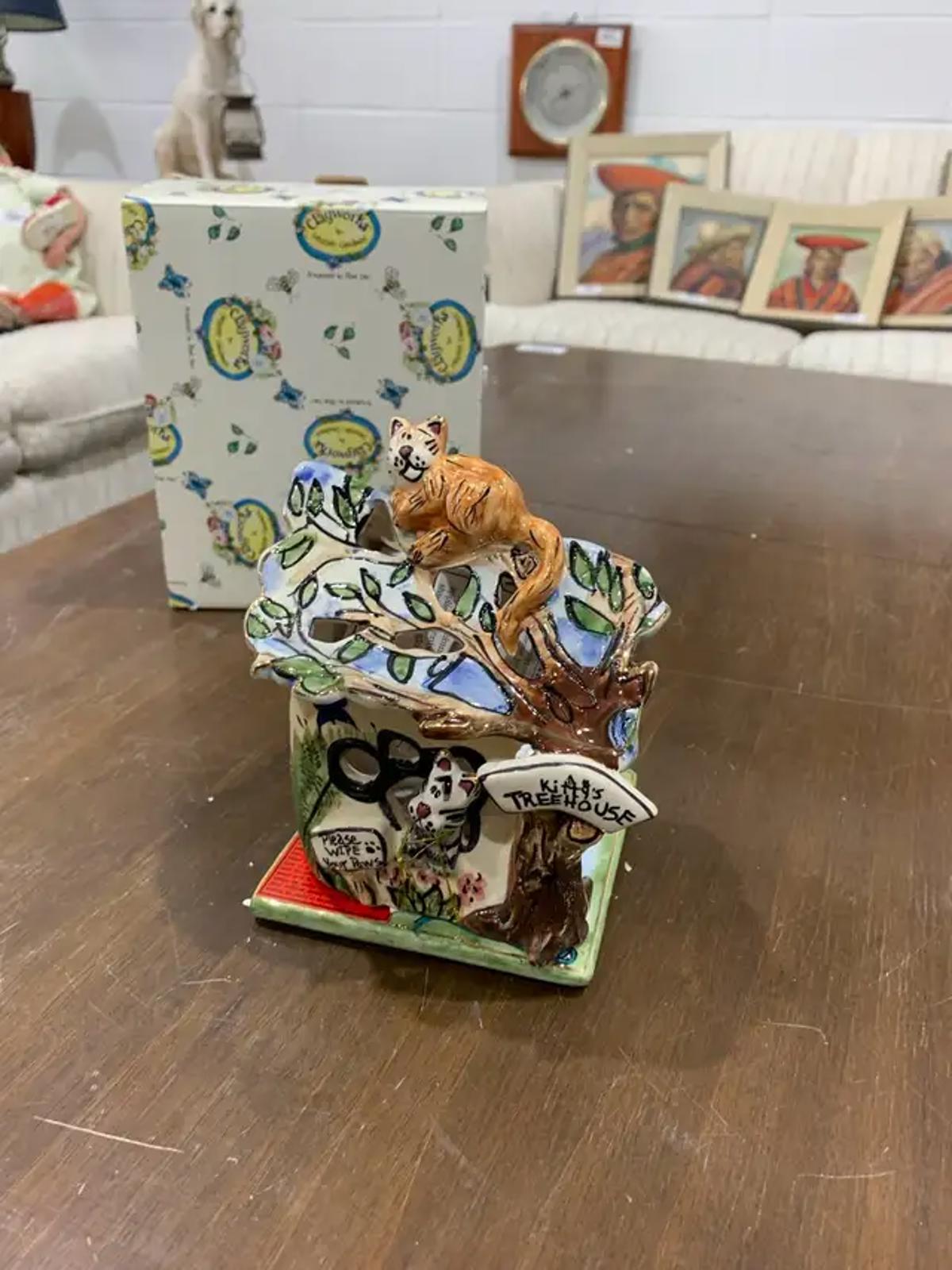Clayworks Kitty's Treehouse Tea light