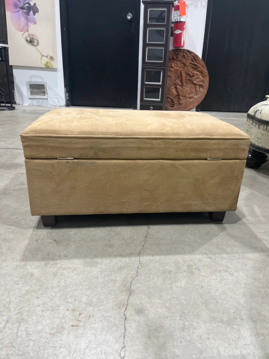 Tan Storage Ottoman