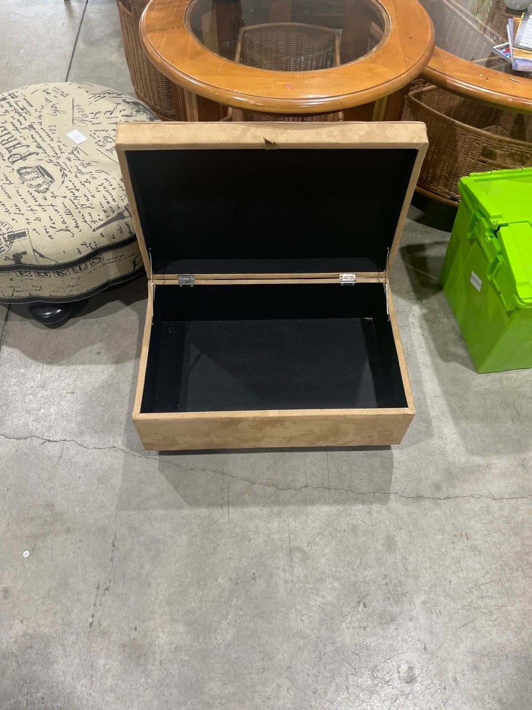 Tan Storage Ottoman