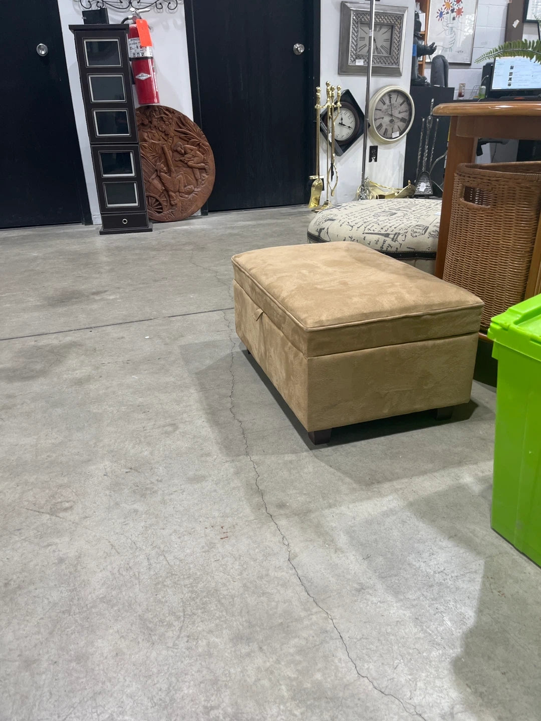 Tan Storage Ottoman