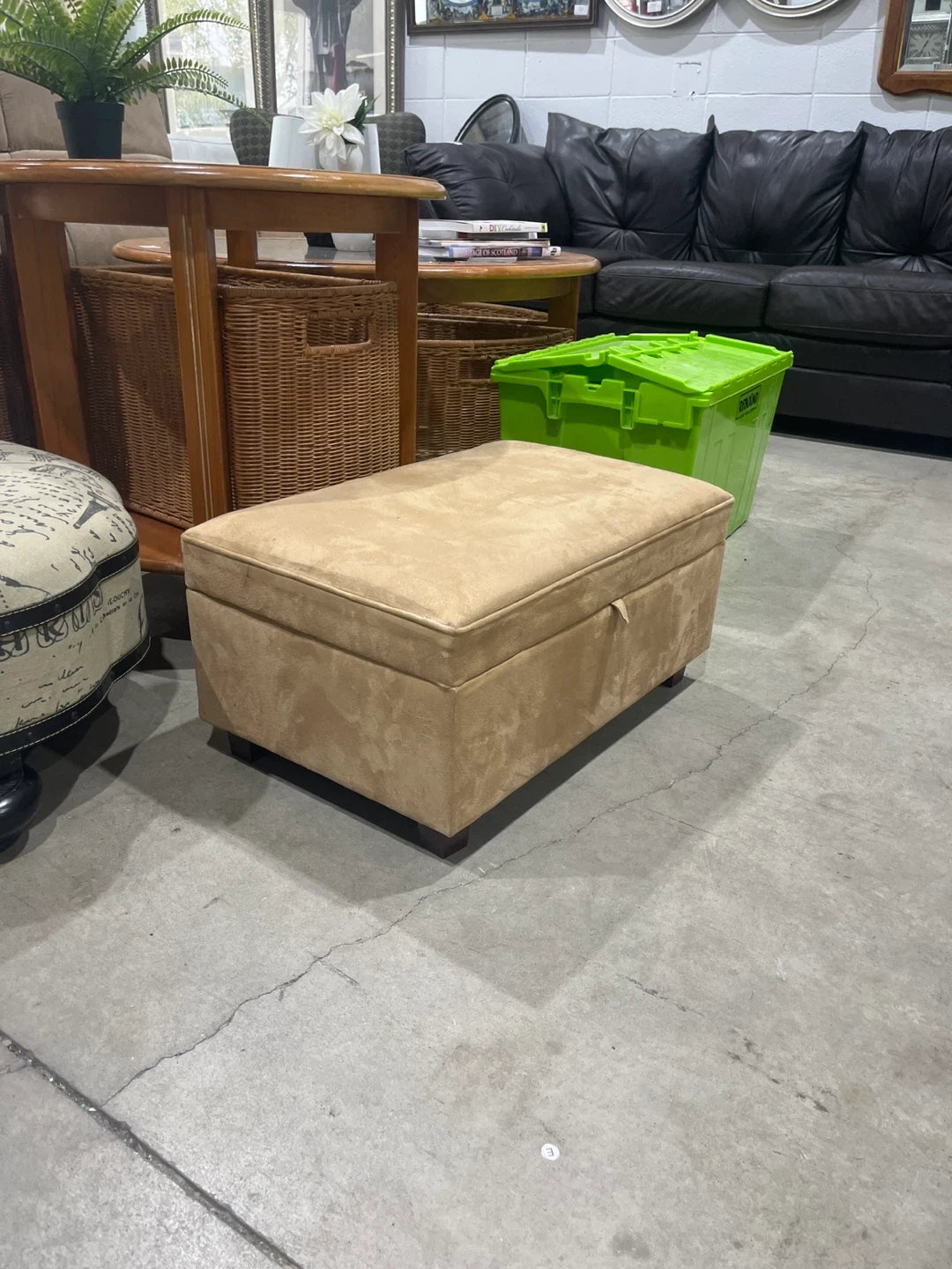 Tan Storage Ottoman