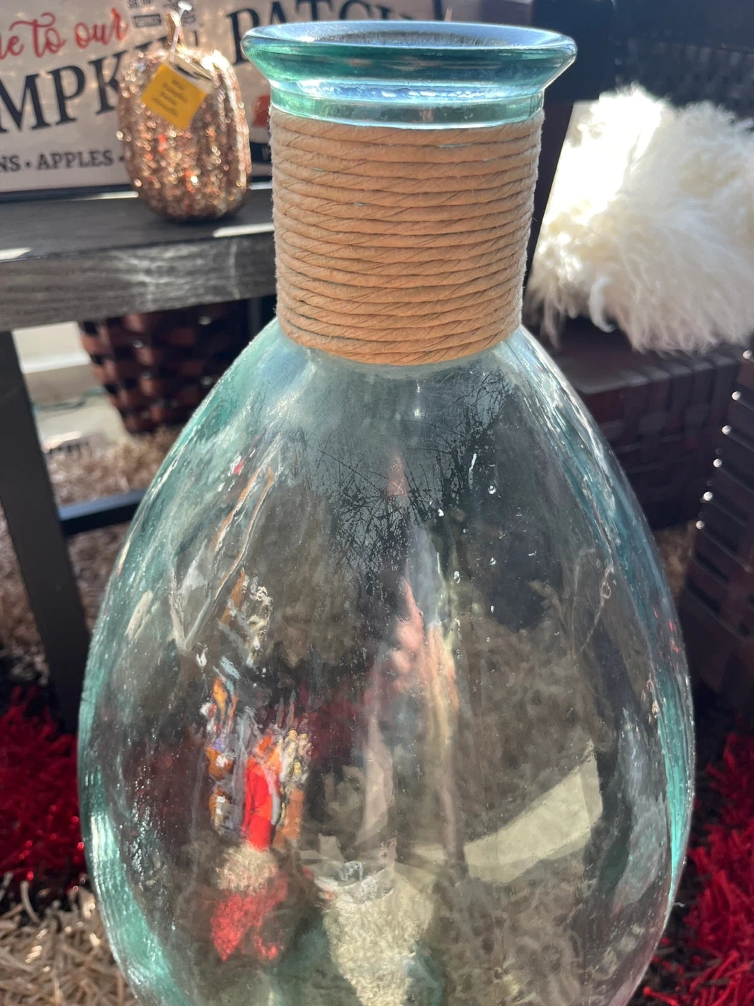 Decorative Glass Vase with Rope Accent