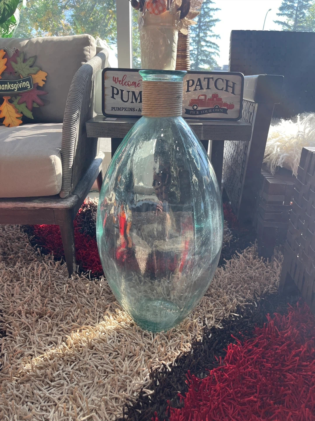 Decorative Glass Vase with Rope Accent