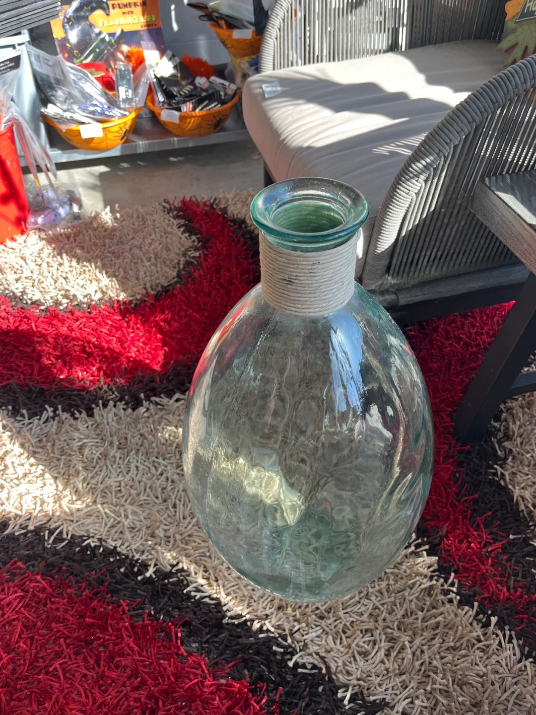 Decorative Glass Vase with Rope Accent