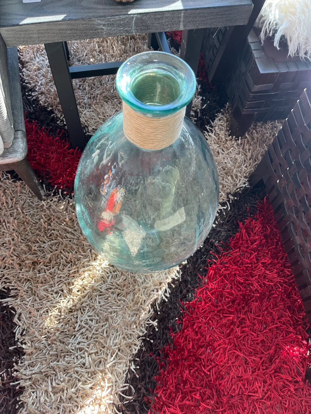 Decorative Glass Vase with Rope Accent