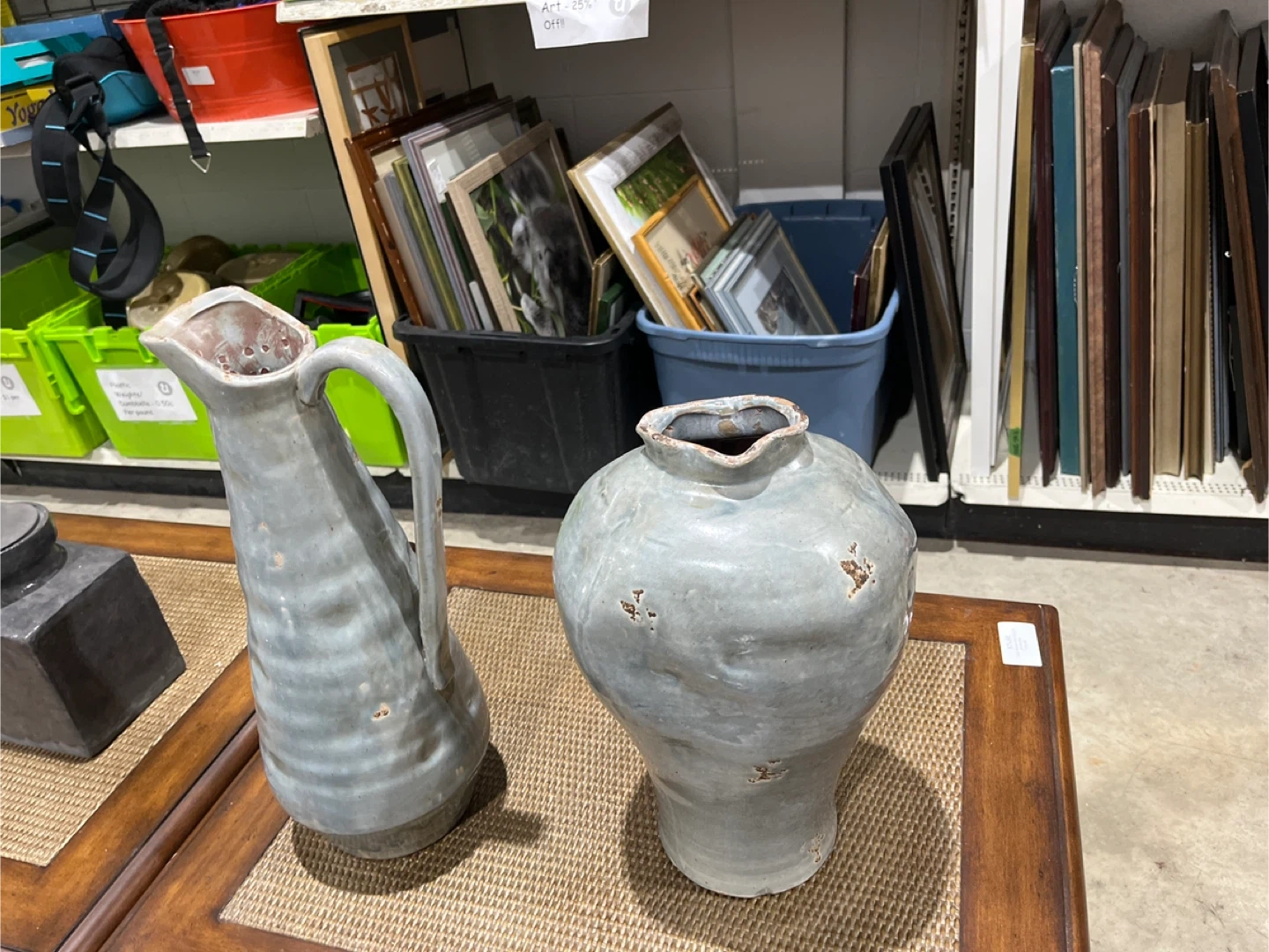 Ceramic Vase and Pitcher Set - Grey