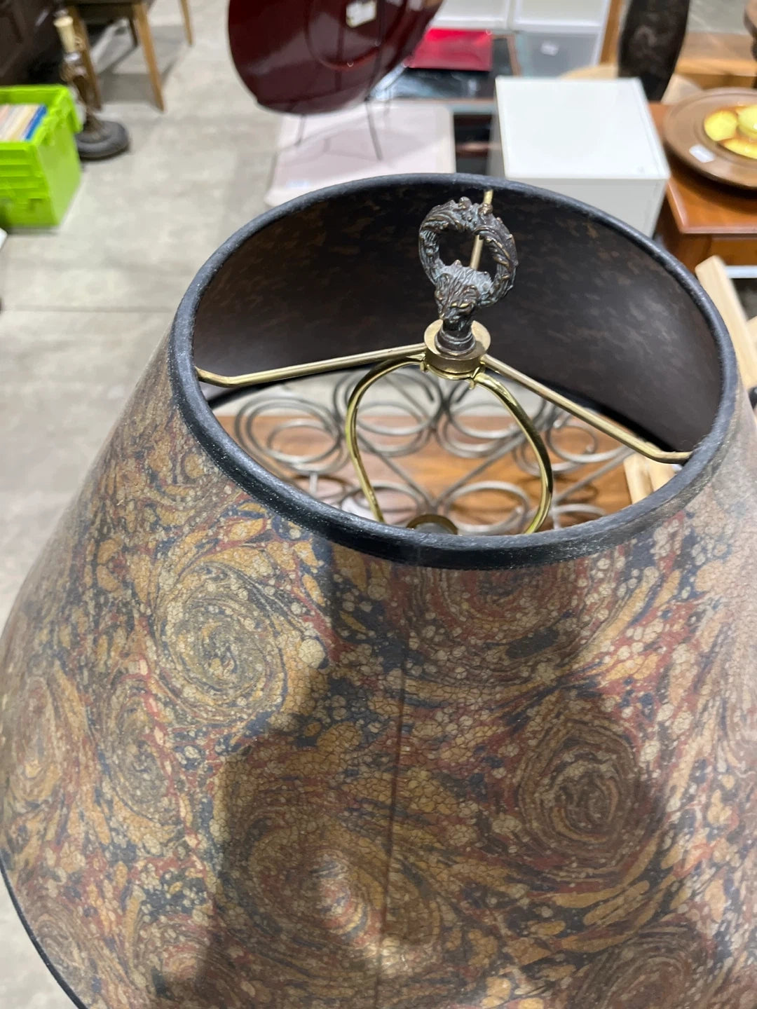 Vintage Table Lamp with Patterned Shade