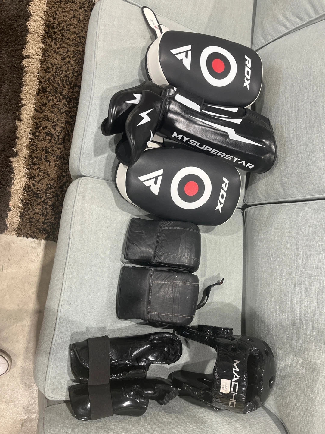 Mixed Martial Arts (MMA) Gear for kids: Macho Headgear, RDX Pads
